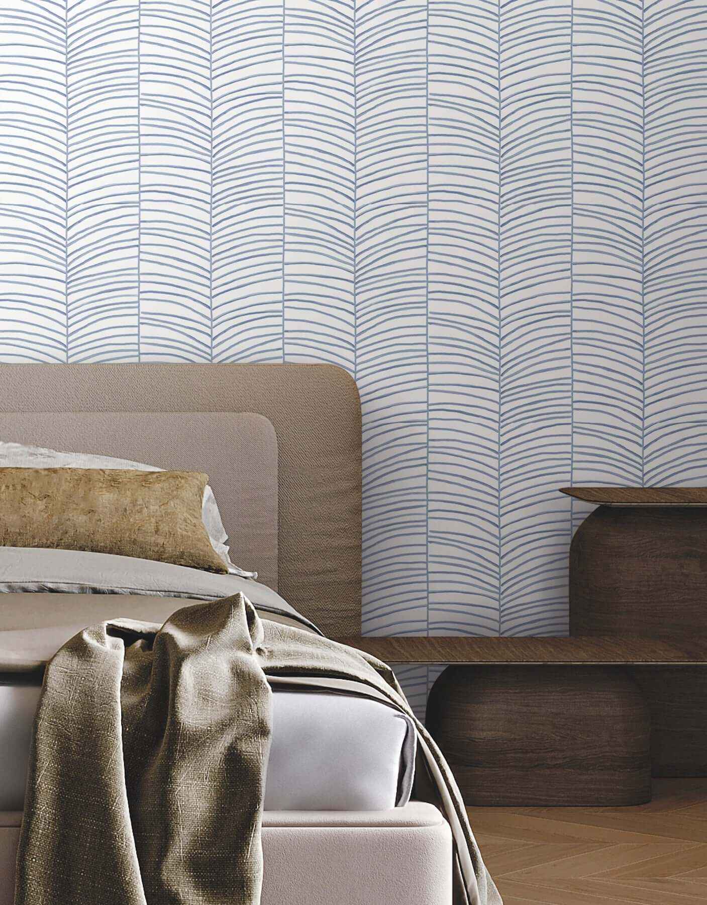 Cascade Palm Chevron Sea Wallpaper - York Wallcoverings - MT5672 - York Wallcoverings Wallpaper