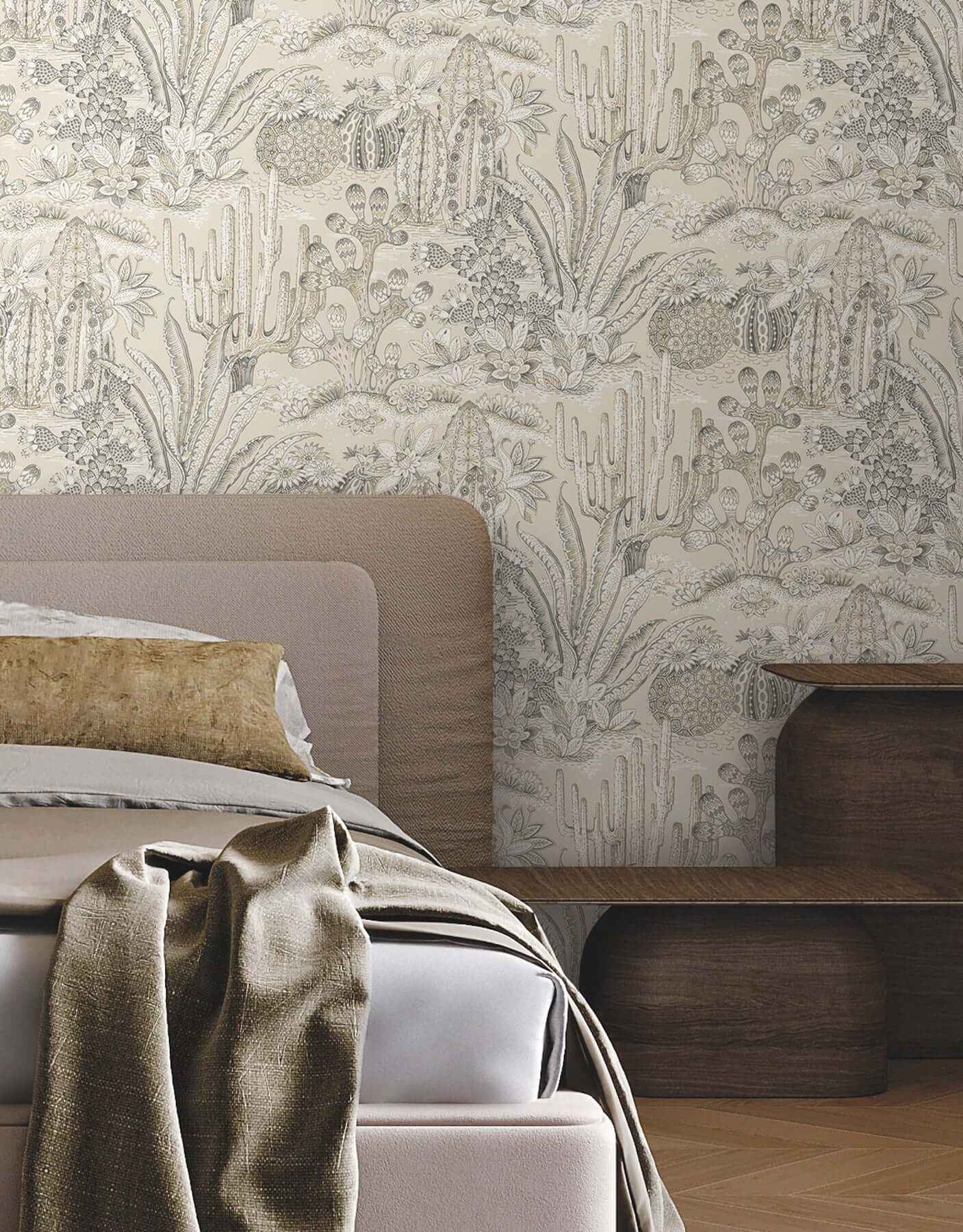 Lotus Land Cacti Dune Wallpaper - York Wallcoverings - MT5633 - York Wallcoverings Wallpaper