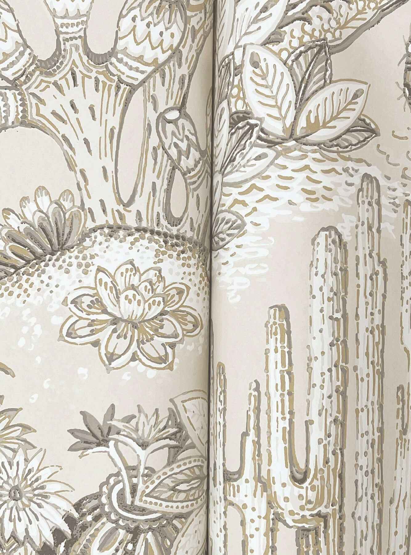 Lotus Land Cacti Dune Wallpaper - York Wallcoverings - MT5633 - York Wallcoverings Wallpaper