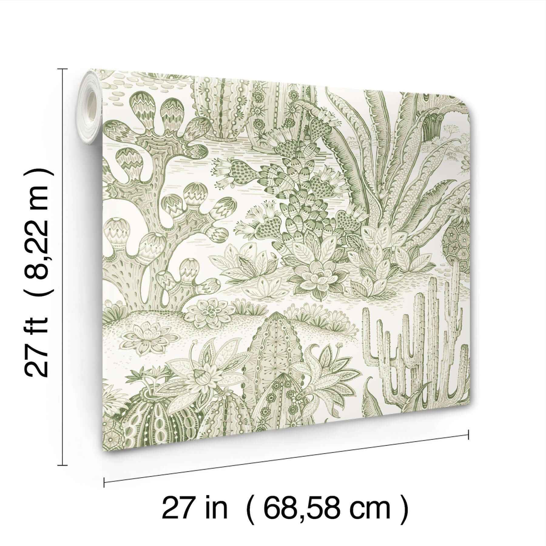 Lotus Land Cacti Palm Wallpaper - York Wallcoverings - MT5631 - York Wallcoverings Wallpaper