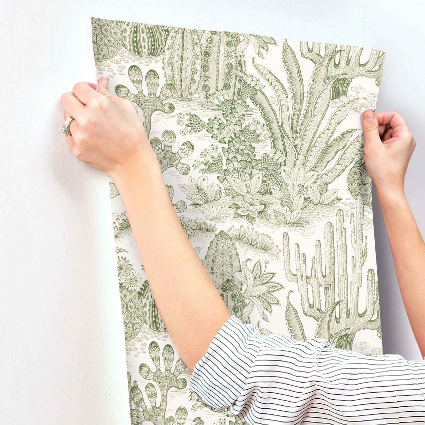 Lotus Land Cacti Palm Wallpaper - York Wallcoverings - MT5631 - York Wallcoverings Wallpaper