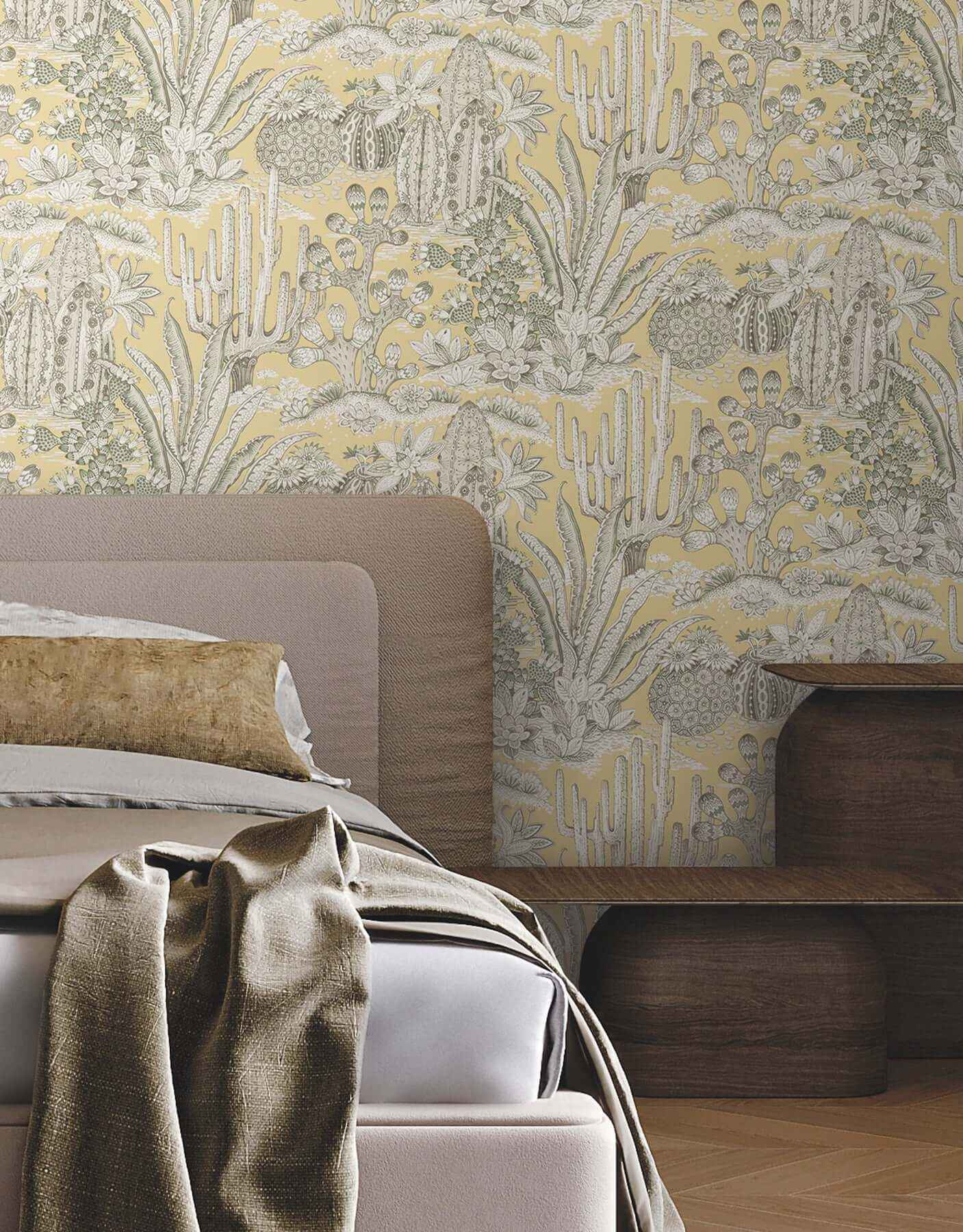 Lotus Land Cacti Sunshine Wallpaper - York Wallcoverings - MT5635