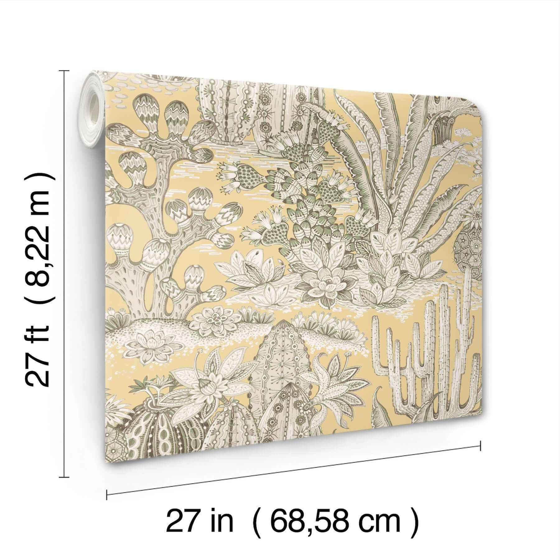 Lotus Land Cacti Sunshine Wallpaper - York Wallcoverings - MT5635 - York Wallcoverings Wallpaper