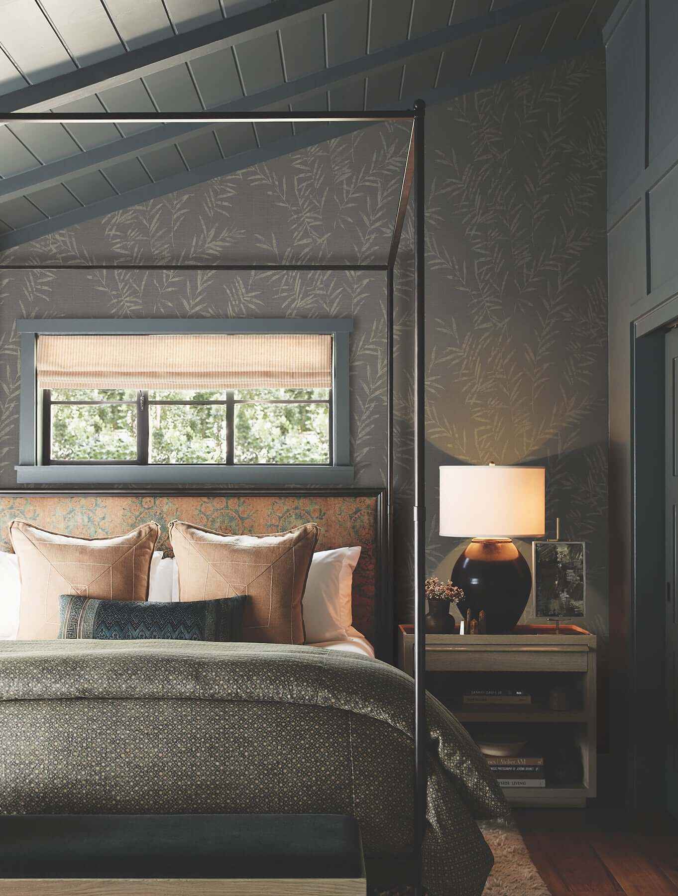 Allerton Bamboo Black Wallpaper - York Wallcoverings - AB3061