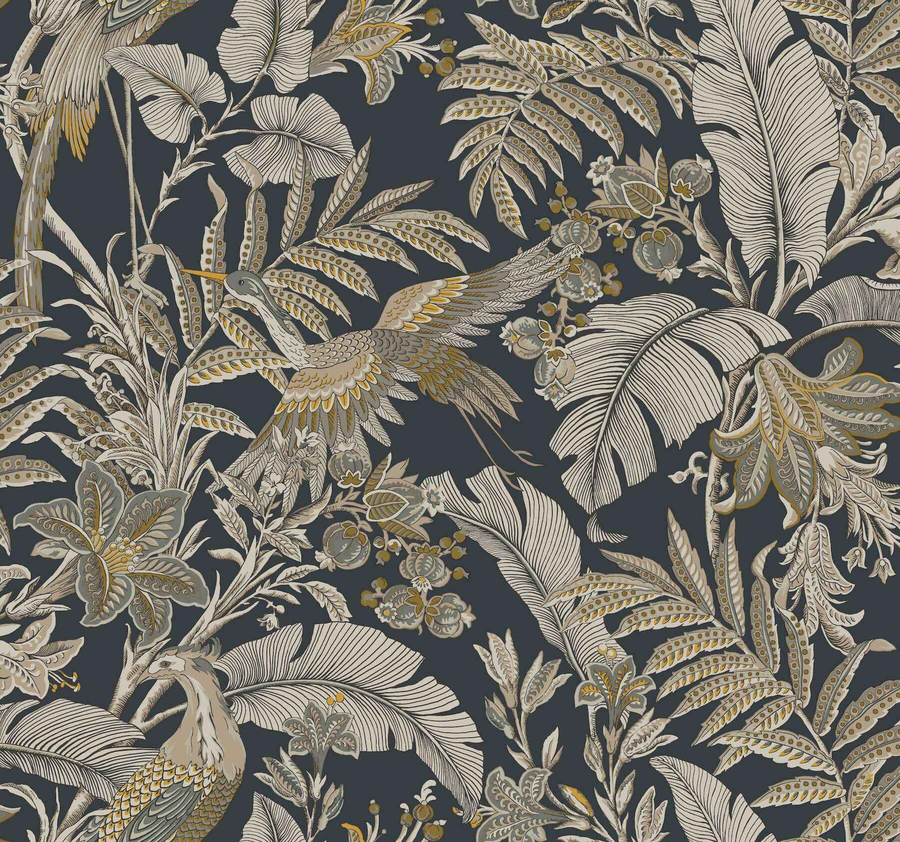 Heronwood Black Wallpaper - York Wallcoverings - AB3104