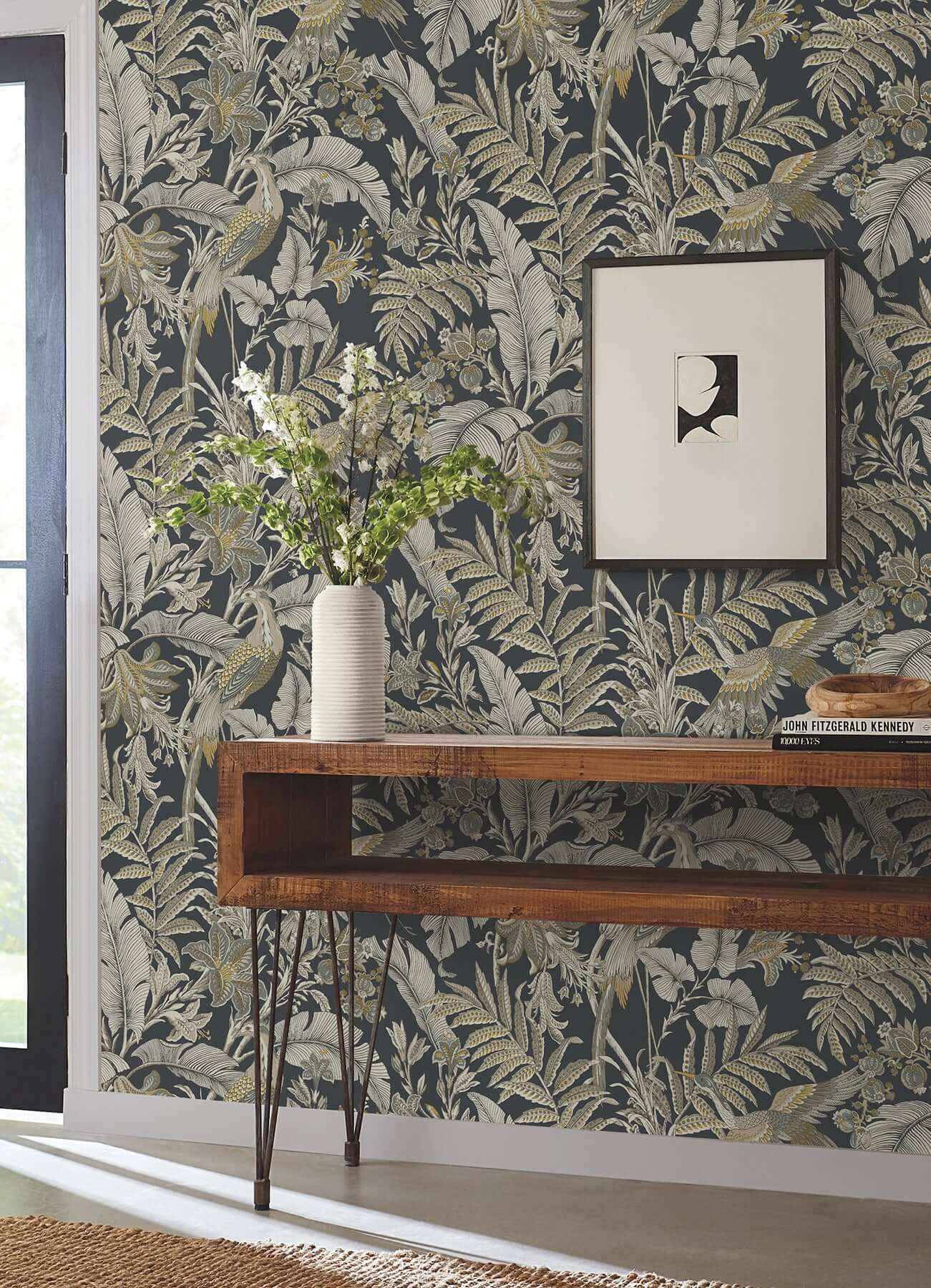 Heronwood Black Wallpaper - York Wallcoverings - AB3104 - York Wallcoverings Wallpaper