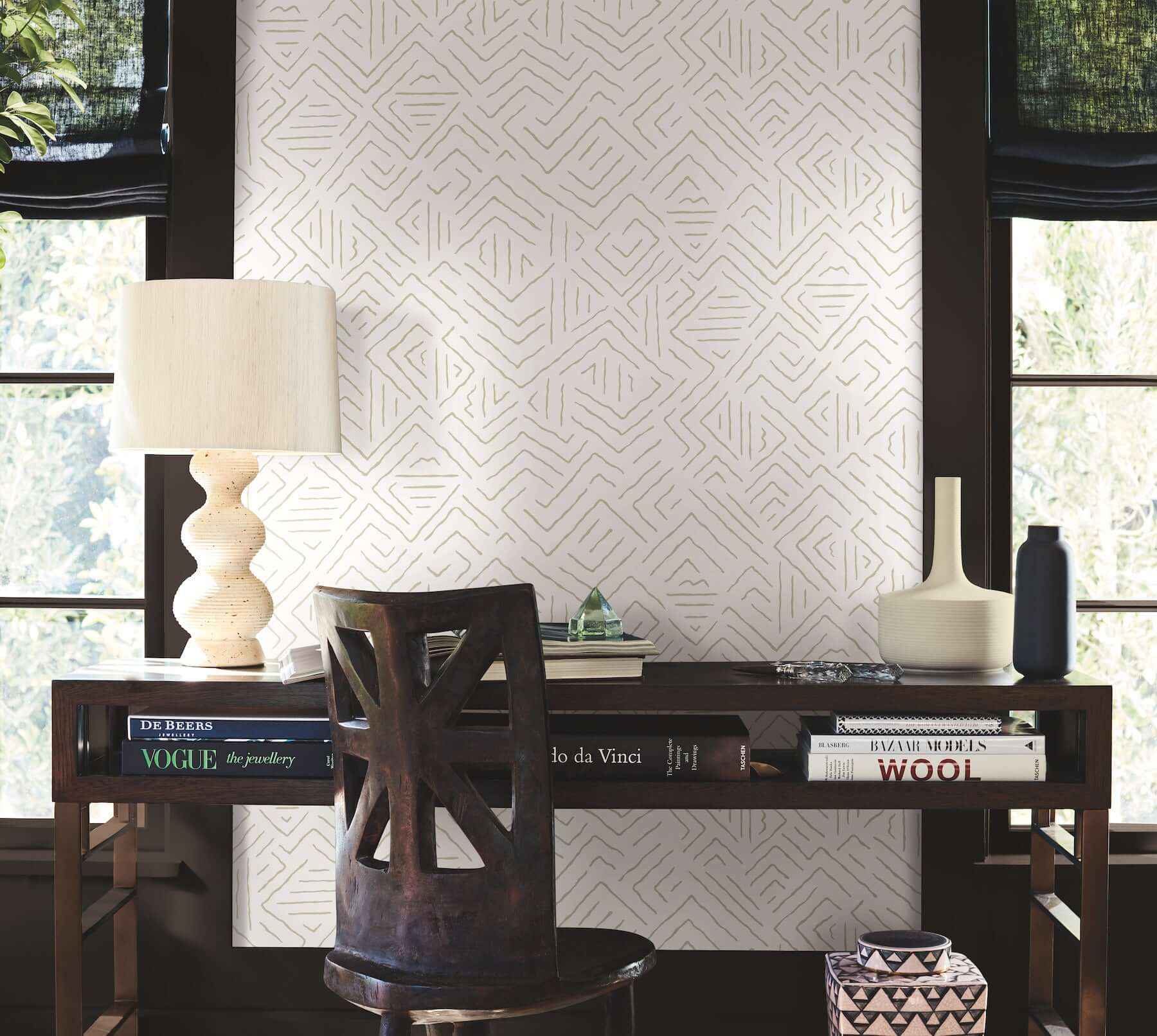 Sirih Beige Wallpaper - York Wallcoverings - AB3085 - York Wallcoverings Wallpaper