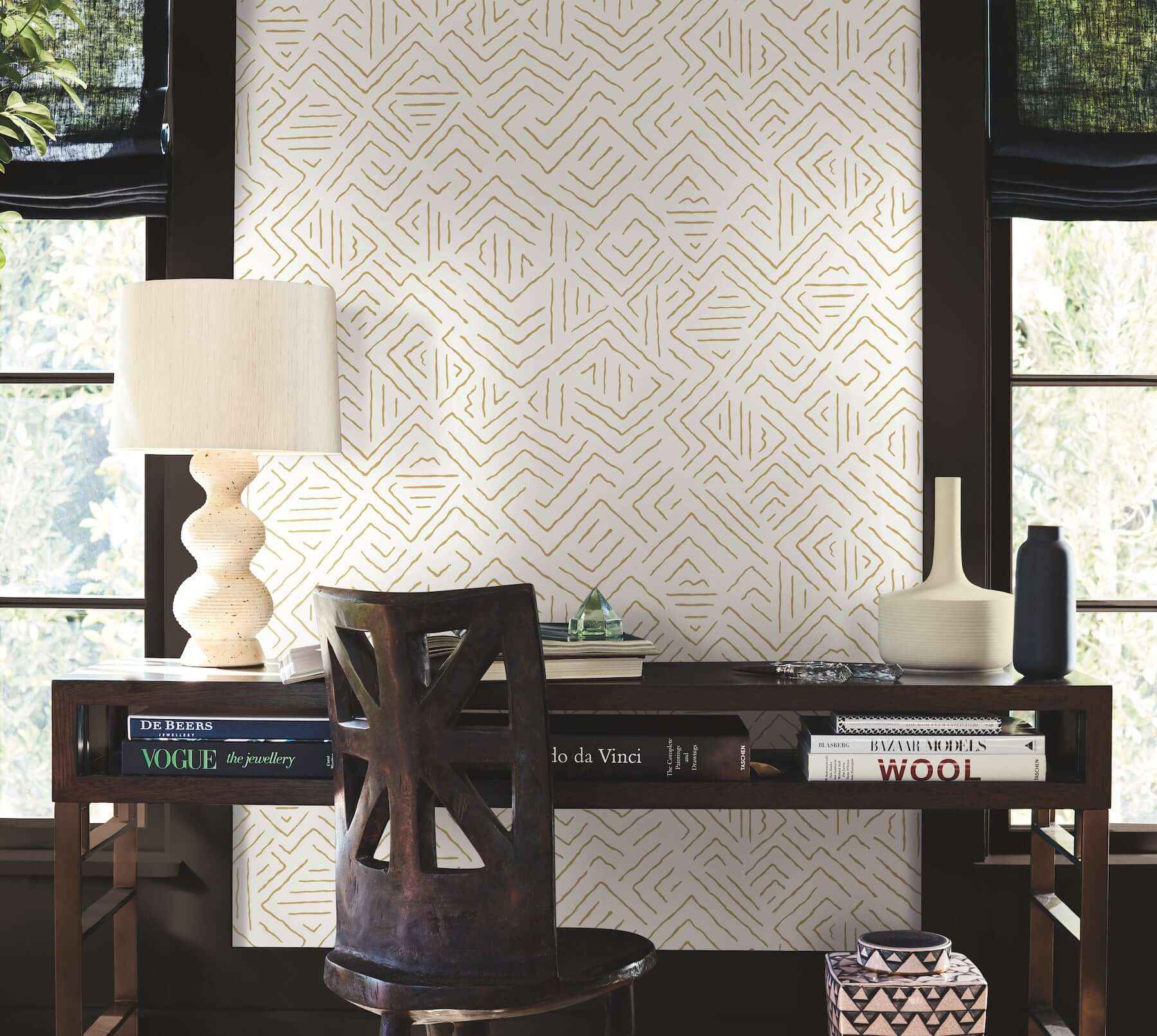 Sirih Ochre Wallpaper - York Wallcoverings - AB3084 - York Wallcoverings Wallpaper