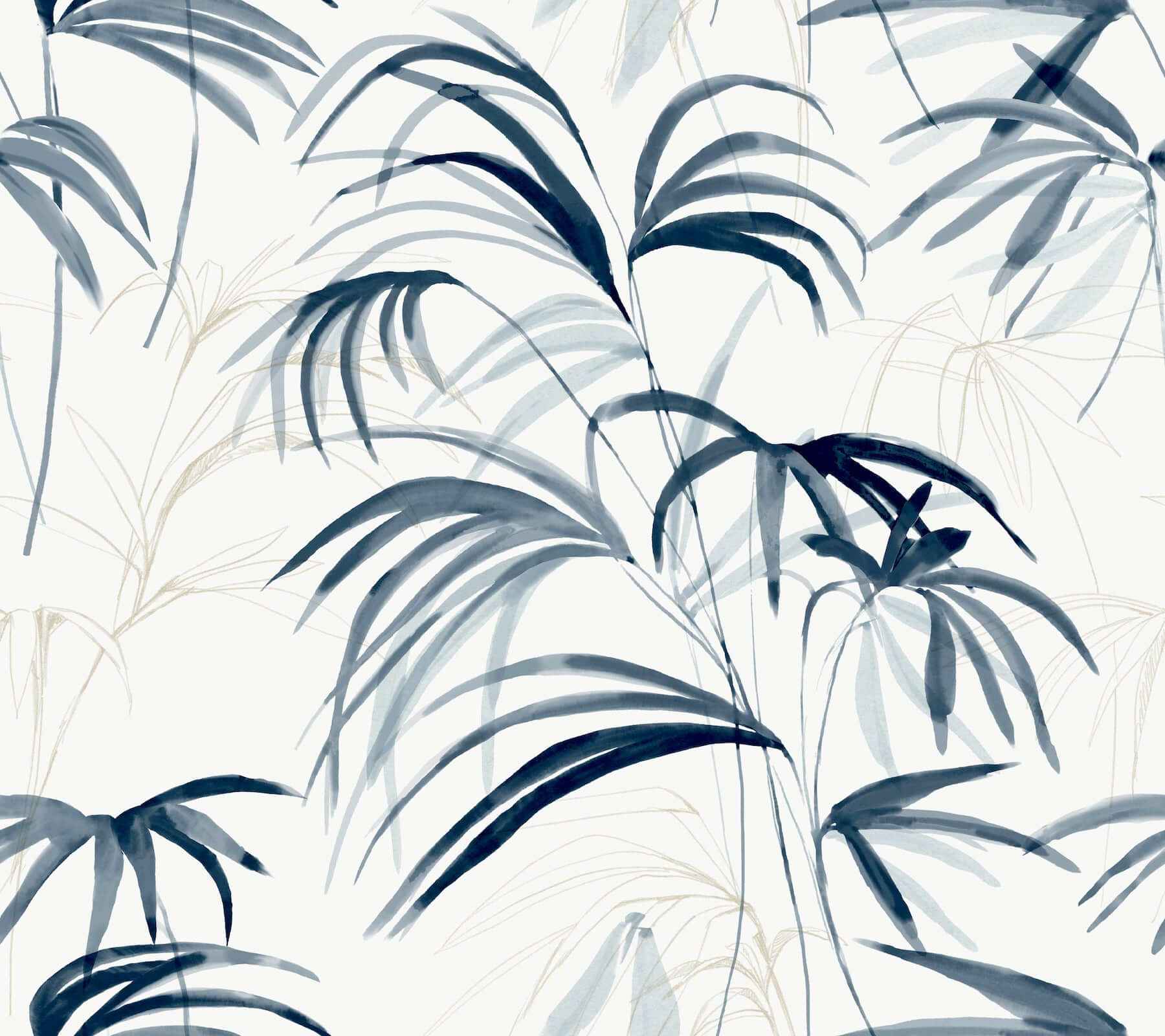 Inky Palms Blue Peel & Stick Wallpaper - York Wallcoverings - PSW1610RL