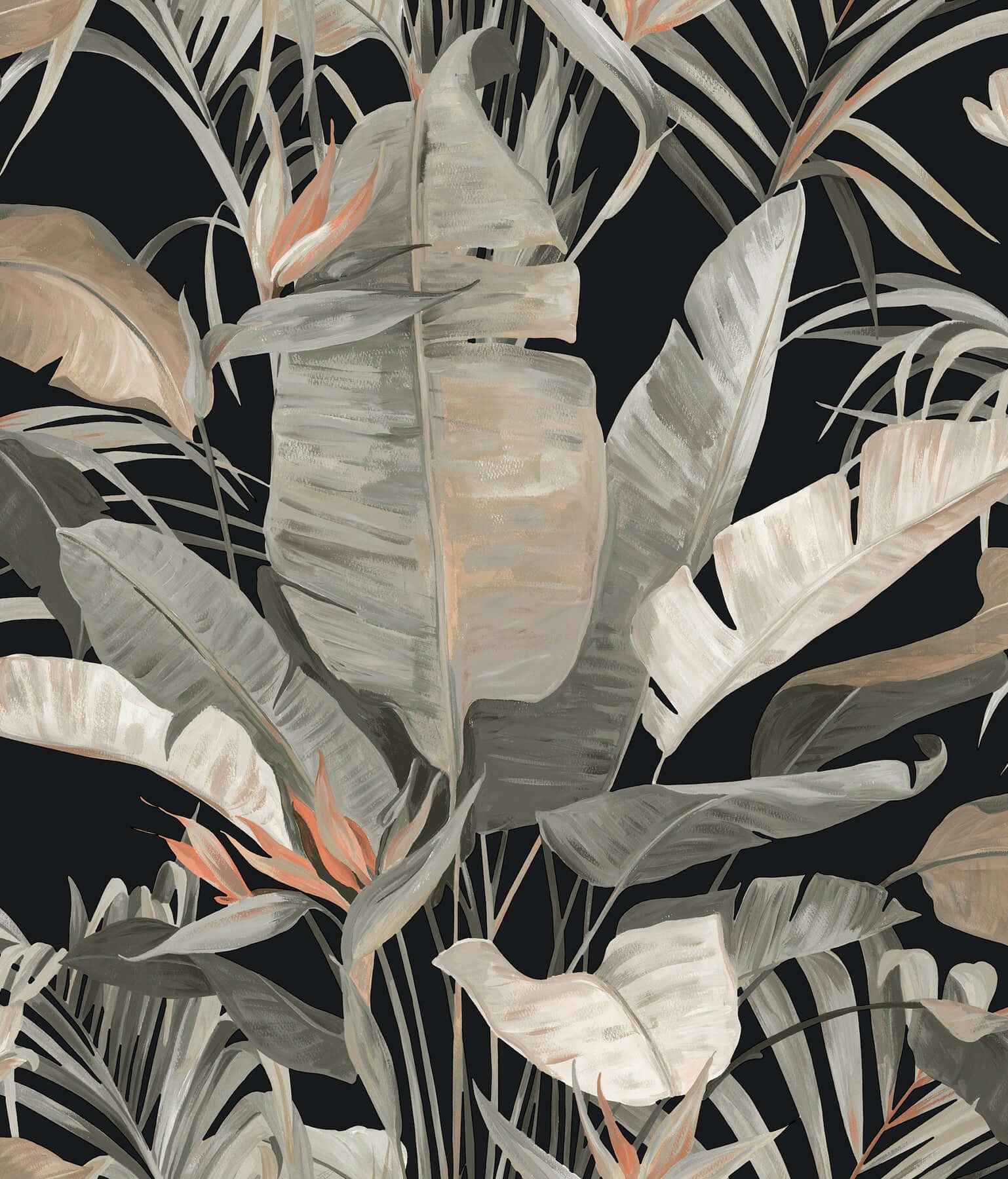 Tropical Cabana Black Peel & Stick Wallpaper - York Wallcoverings - PSW1614RL