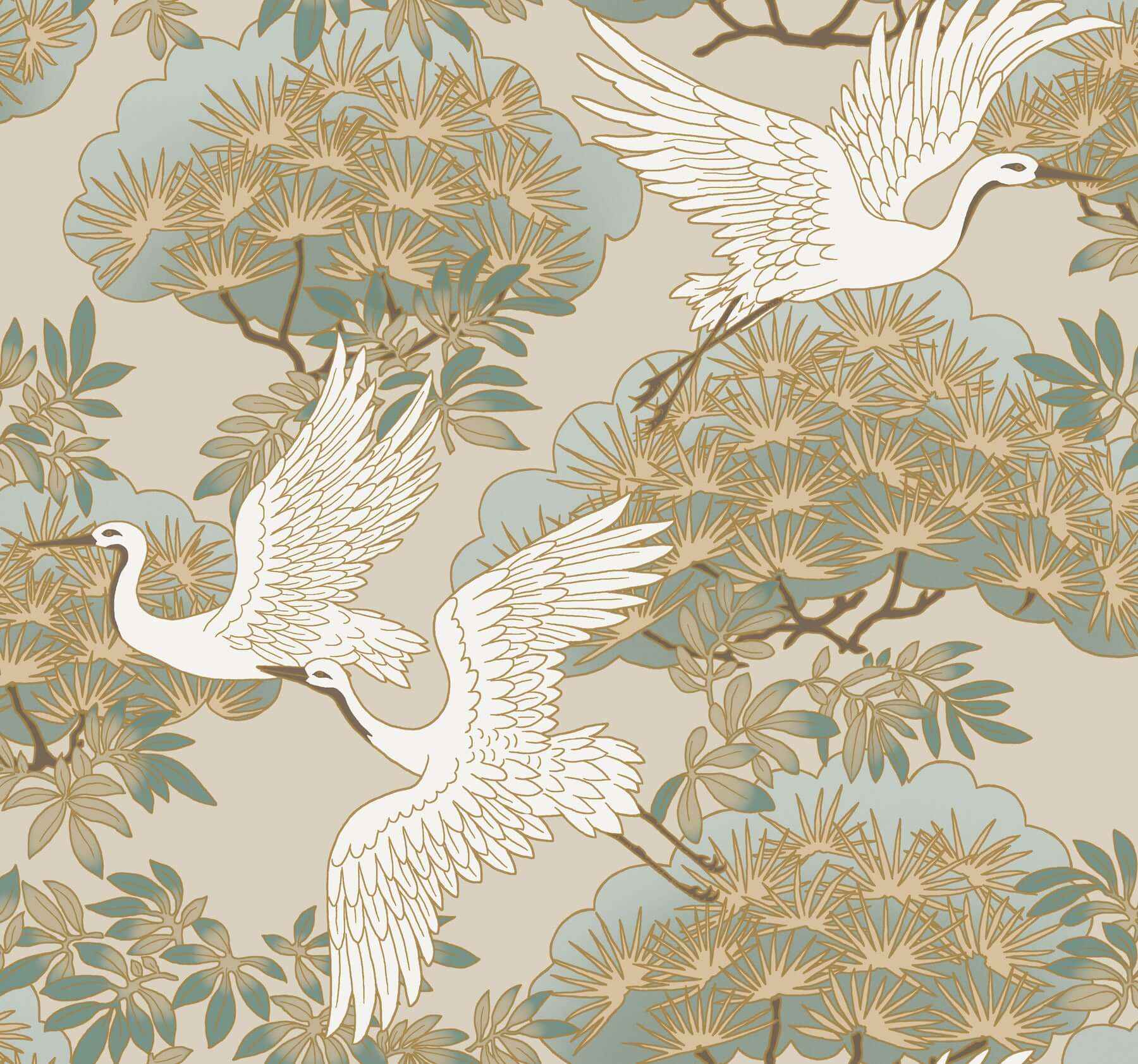 Sprig & Heron Beige Wallpaper - York Wallcoverings - ZA8009