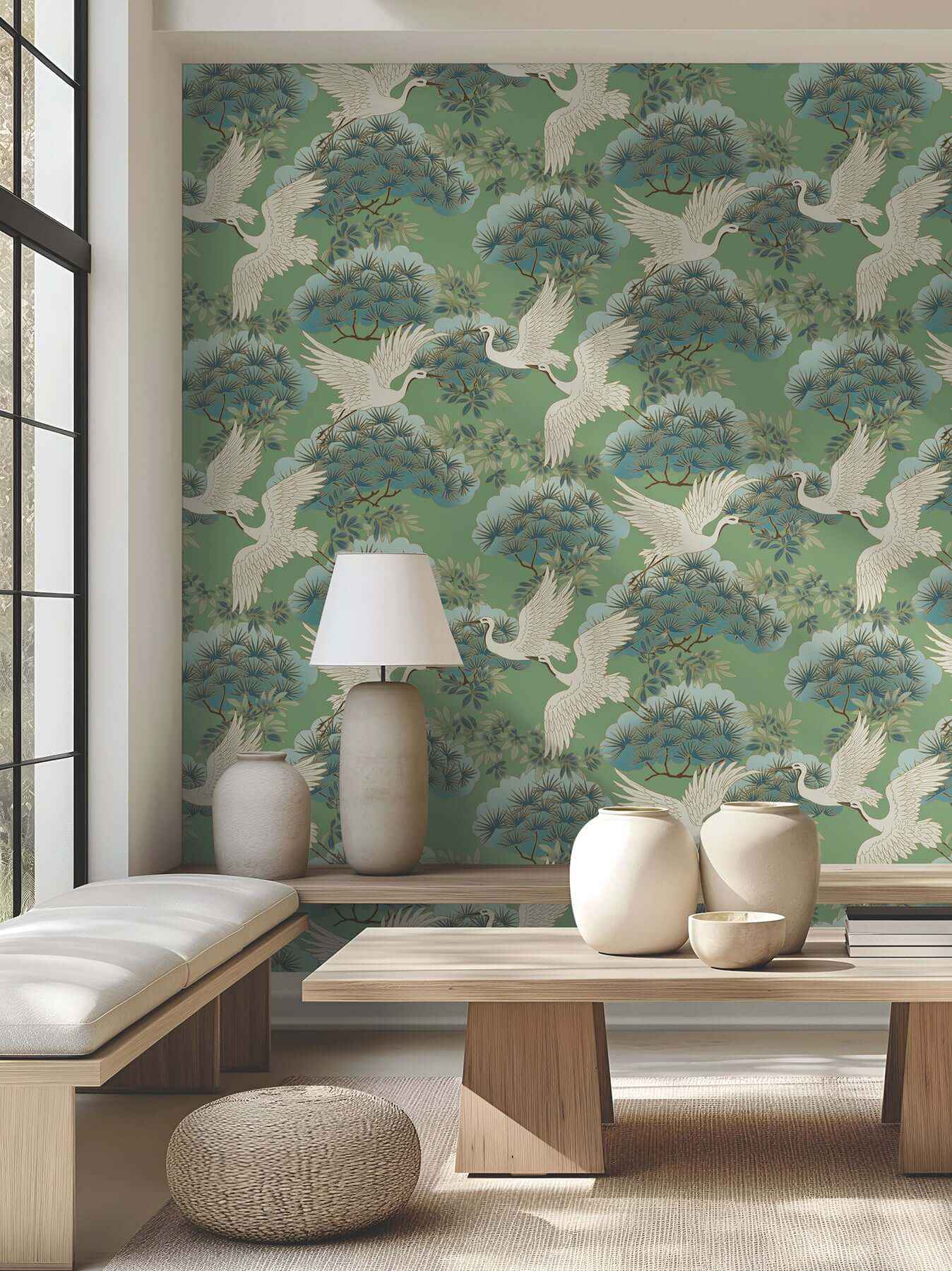 Sprig & Heron Green Wallpaper - York Wallcoverings - ZA8008 - York Wallcoverings Wallpaper