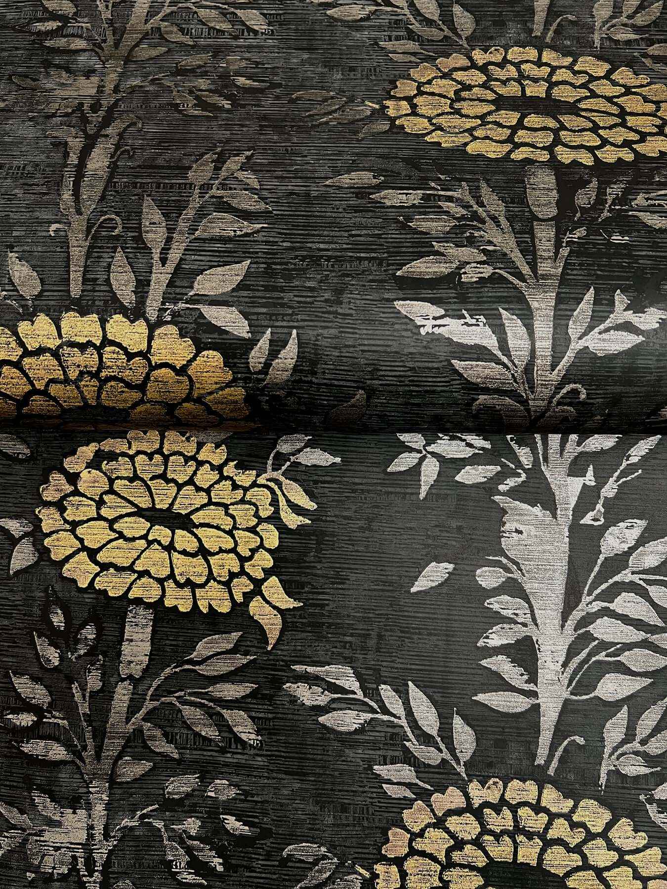 French Marigold Black & Gold Wallpaper - York Wallcoverings - ZA8017 - York Wallcoverings Wallpaper