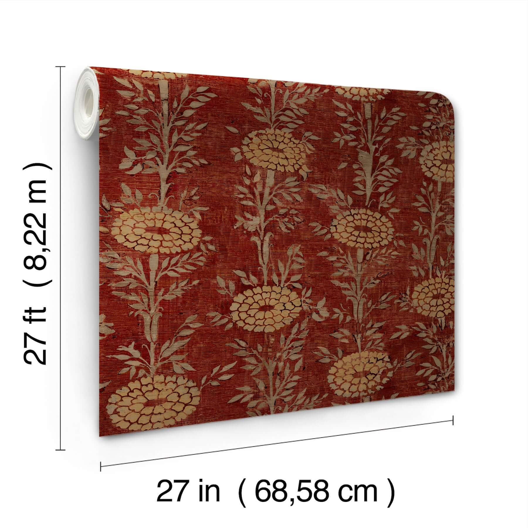 french-marigold-wallpaper-red-gold-york-wallcoverings-za8019 - York Wallcoverings Wallpaper