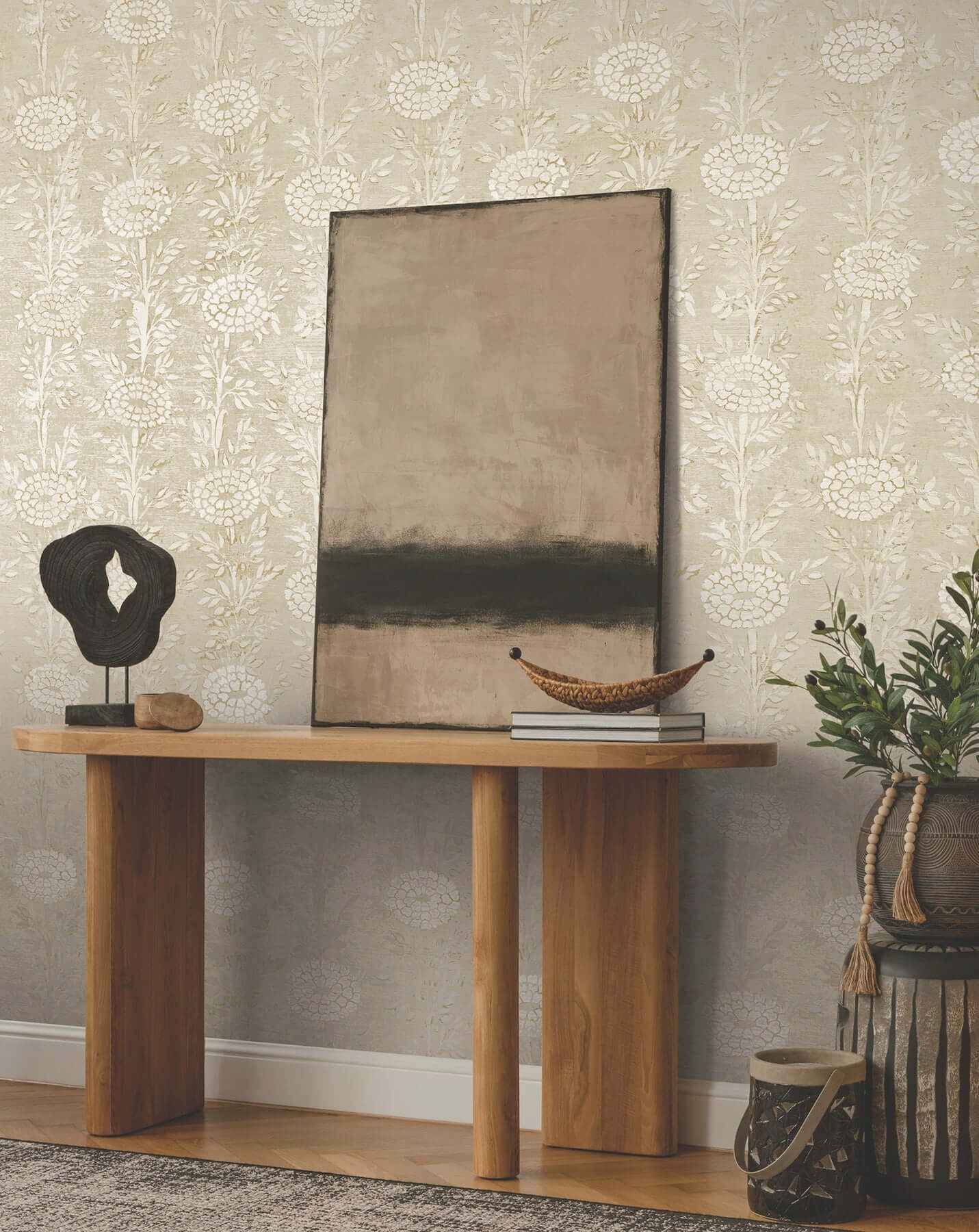 French Marigold Taupe & Gold Wallpaper - York Wallcoverings - ZA8018 - York Wallcoverings Wallpaper