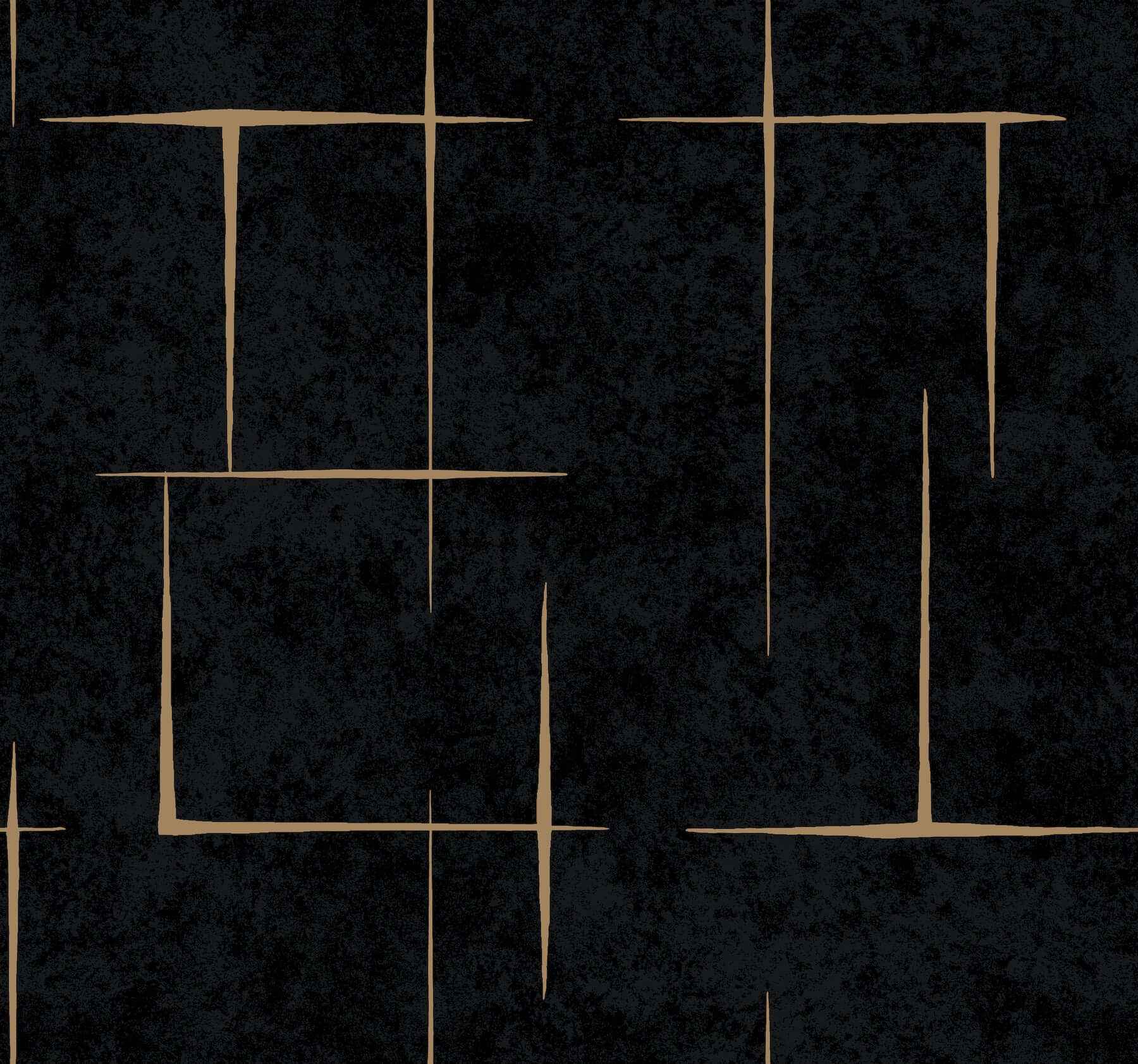 Malia Gold & Black Wallpaper - York Wallcoverings - ZA8054 - York Wallcoverings Wallpaper