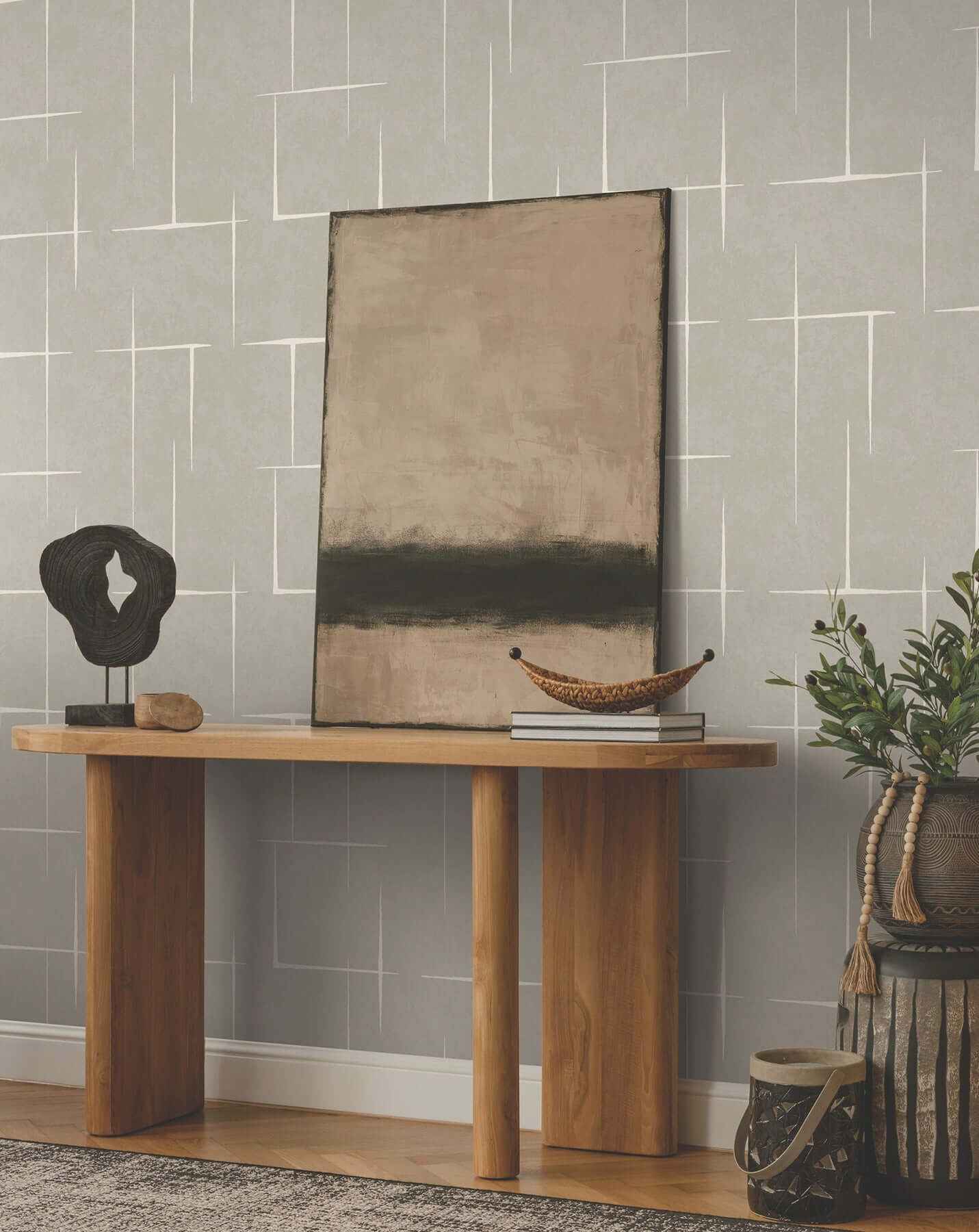 Malia White & Taupe Wallpaper - York Wallcoverings - ZA8052 - York Wallcoverings Wallpaper