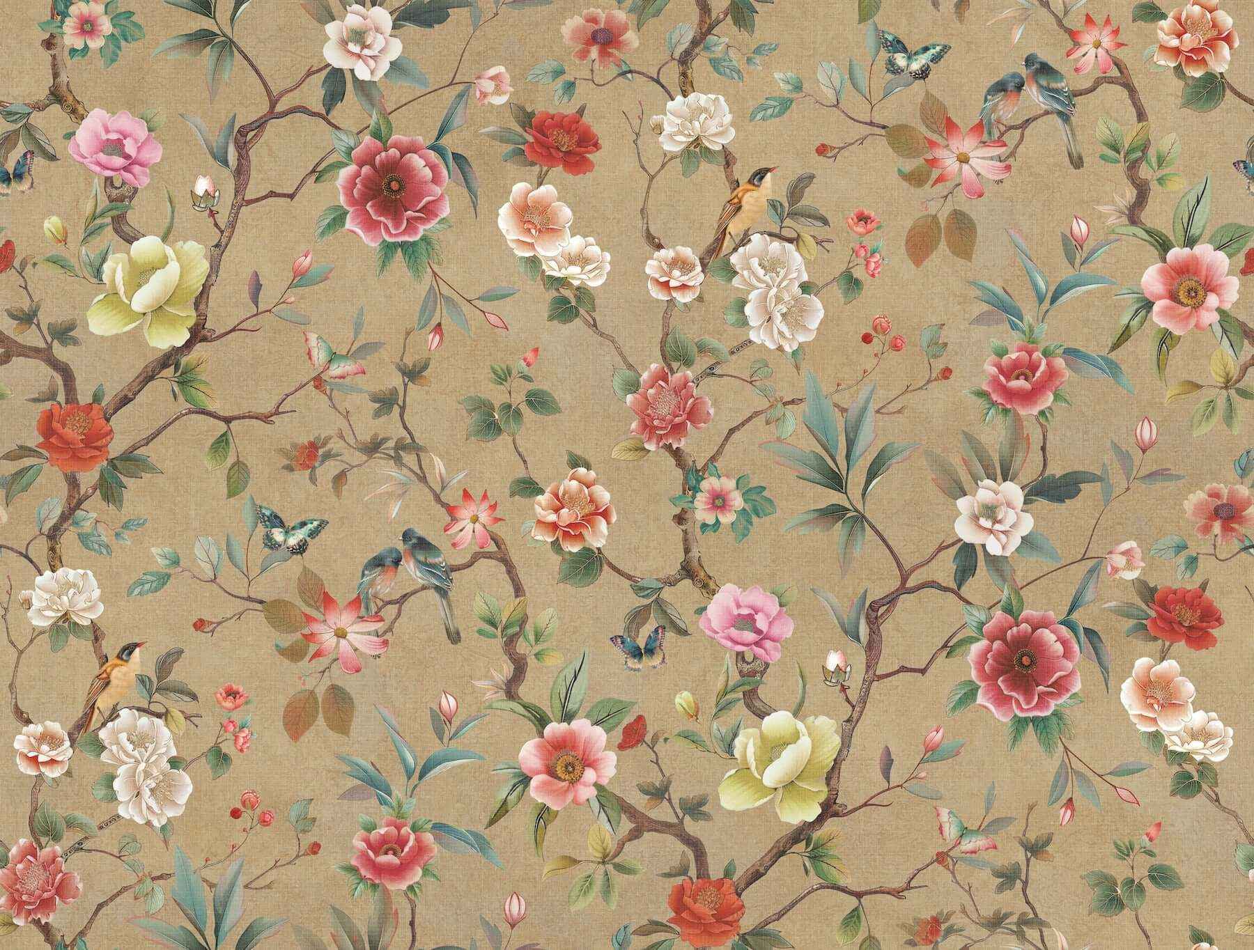 Kimora's Garden Linen Wallpaper - York Wallcoverings - ZA8037