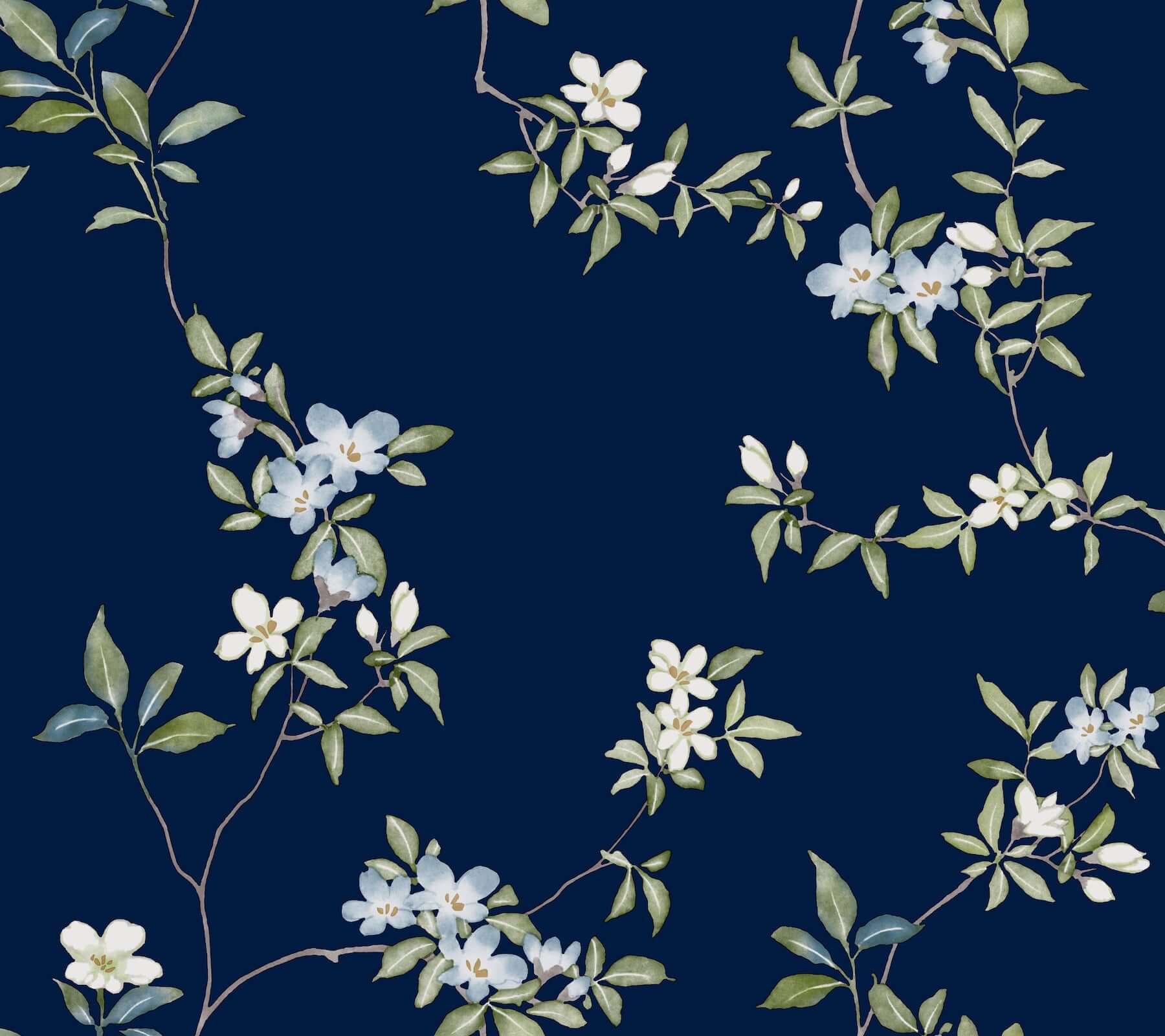 april-blossom-wallpaper-navy-york-wallcoverings-za8071 - York Wallcoverings Wallpaper
