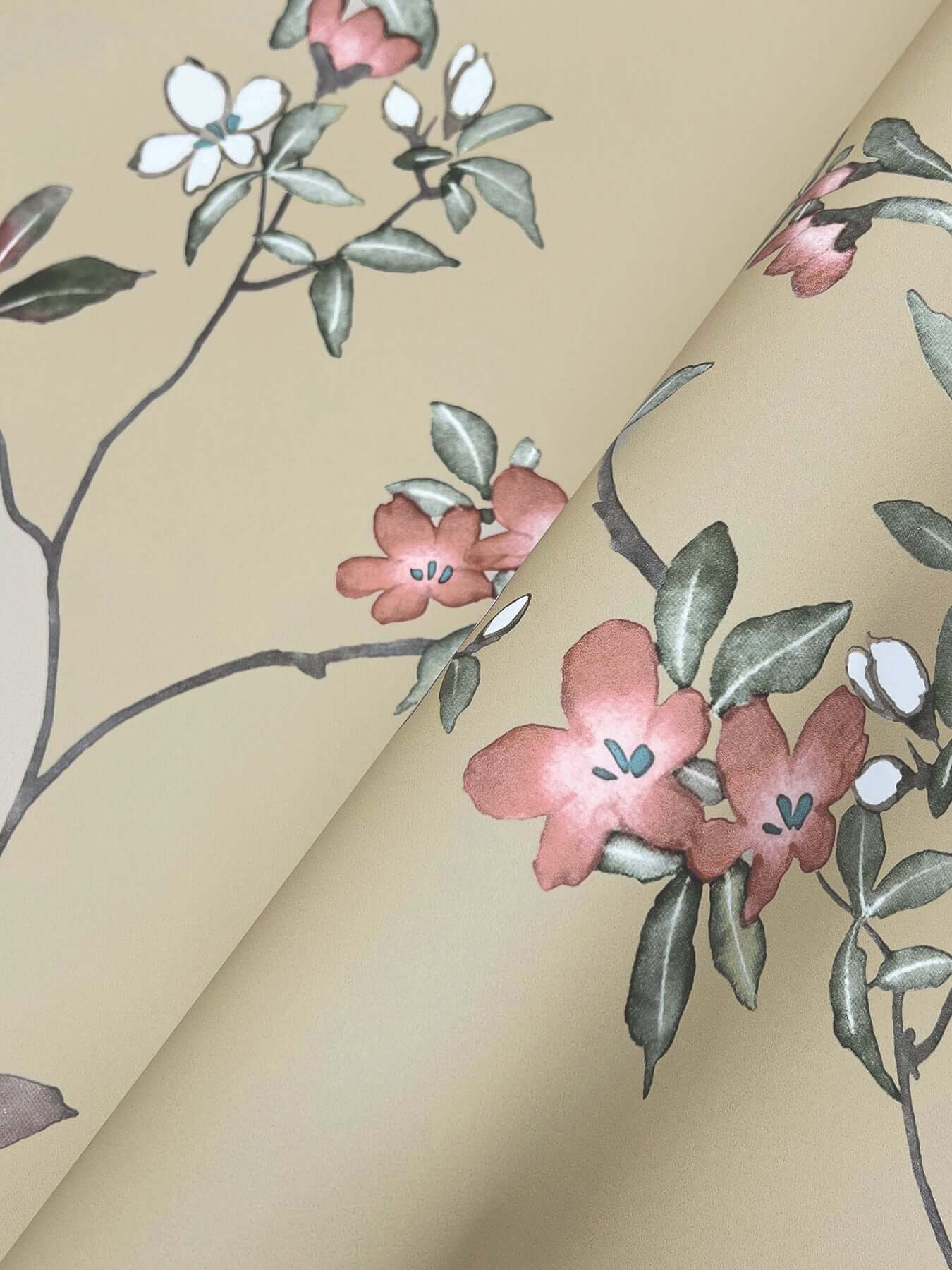 april-blossom-wallpaper-sand-york-wallcoverings-za8073 - York Wallcoverings Wallpaper