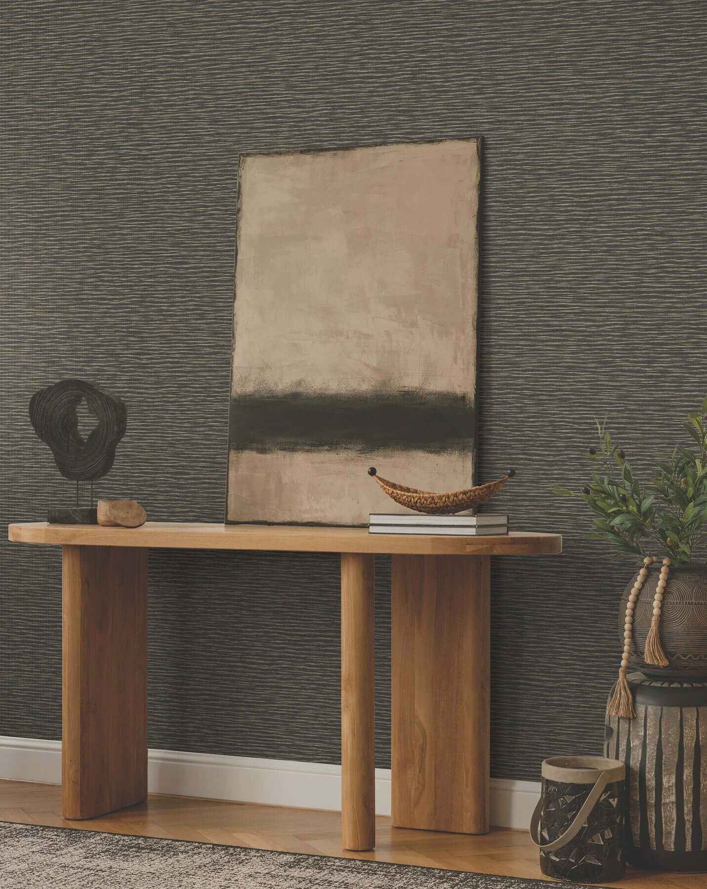 Lotus Weave Charcoal Wallpaper - York Wallcoverings - ZA8041 - York Wallcoverings Wallpaper