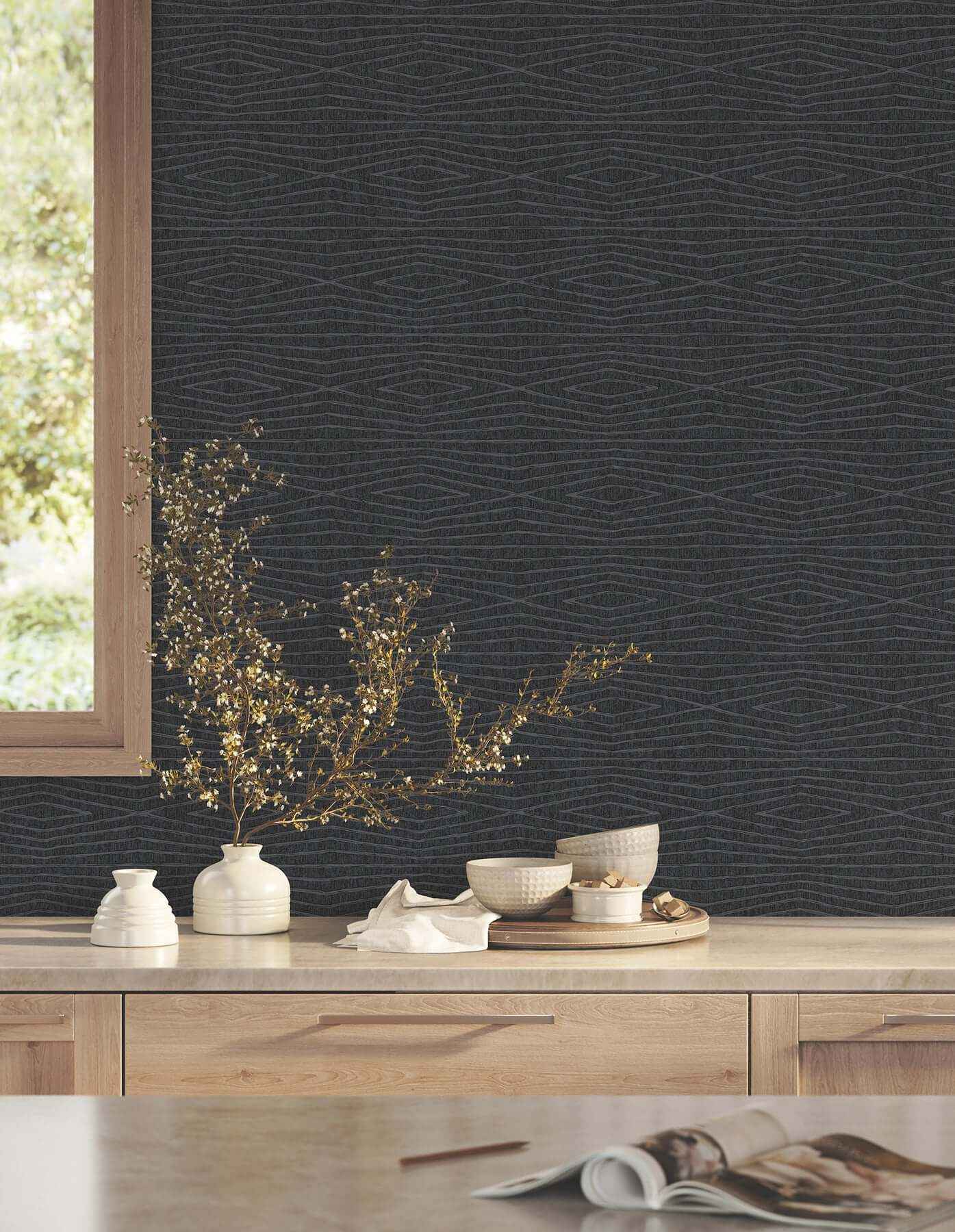 Daystone Black Wallpaper - York Wallcoverings - ZA8013 - York Wallcoverings Wallpaper
