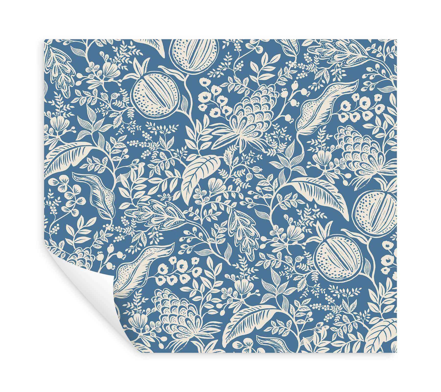 Pomegranate Blue & Ivory Peel & Stick Wallpaper - York Wallcoverings - PSW1631RL - York Wallcoverings Wallpaper