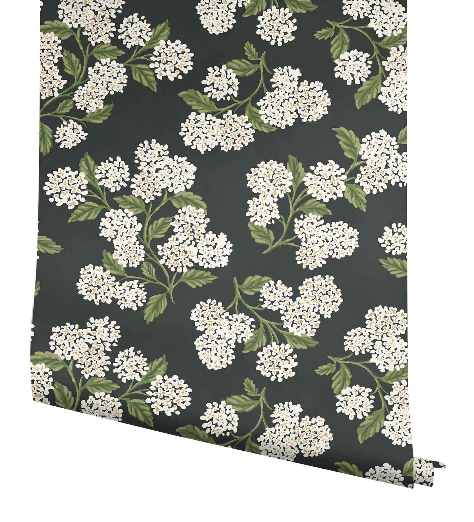 Hydrangea Black & White Peel & Stick Wallpaper - York Wallcoverings - PSW1618RL