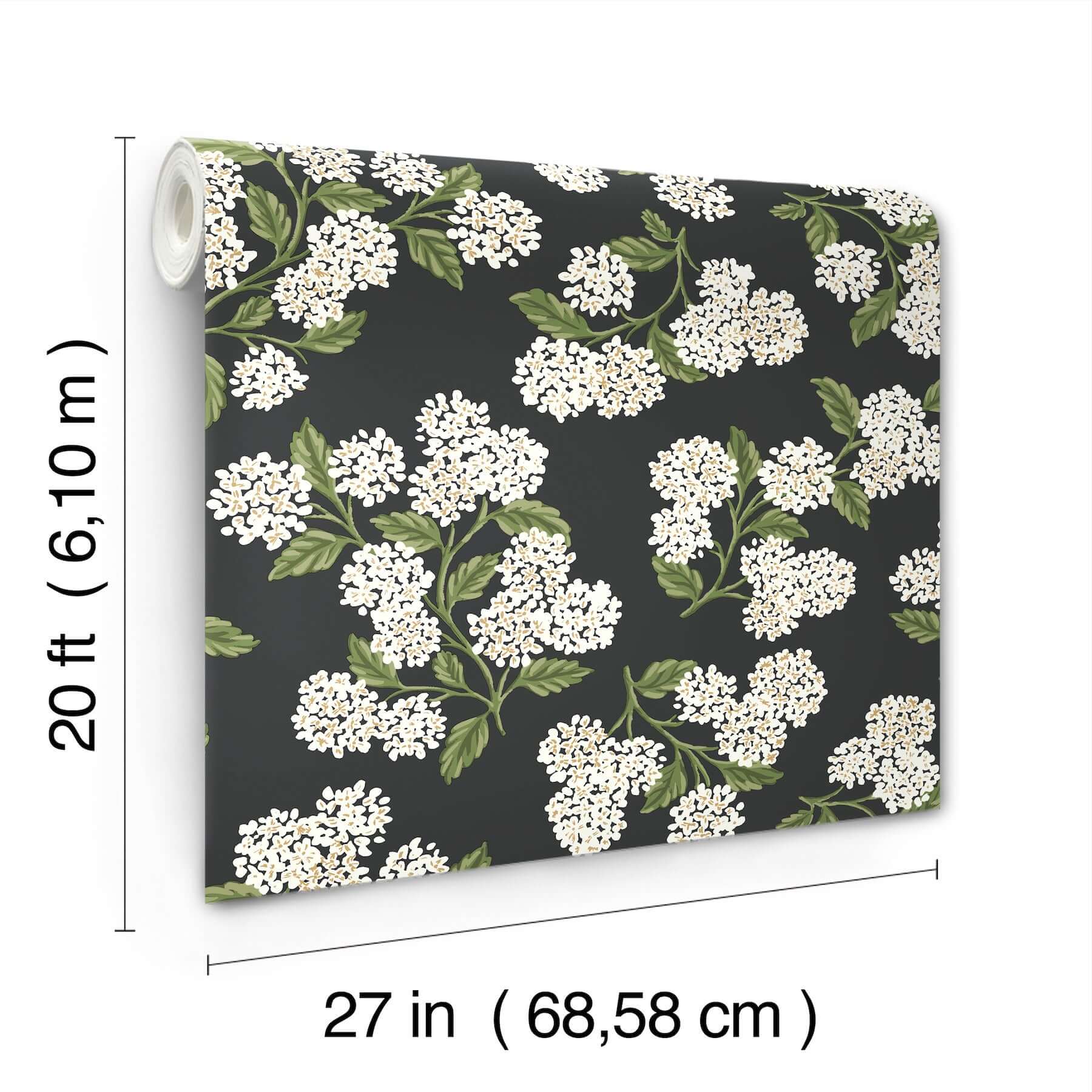 hydrangea-black-white-peel-stick-wallpaper-york-wallcoverings-psw1618rl - York Wallcoverings Wallpaper