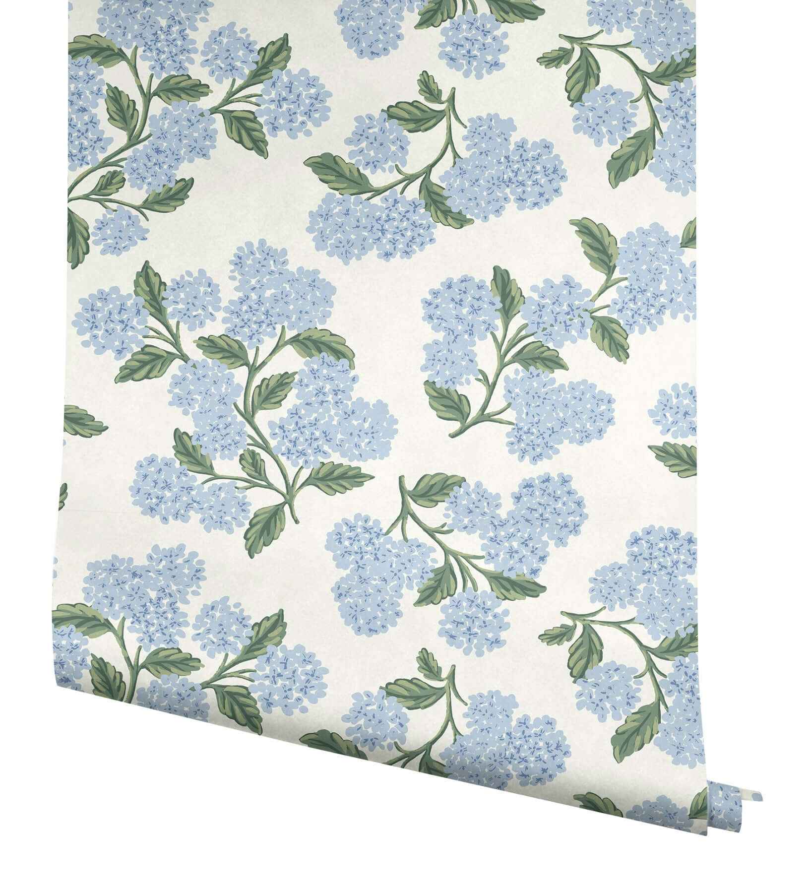 Hydrangea Blue & White Peel & Stick Wallpaper - York Wallcoverings - PSW1617RL