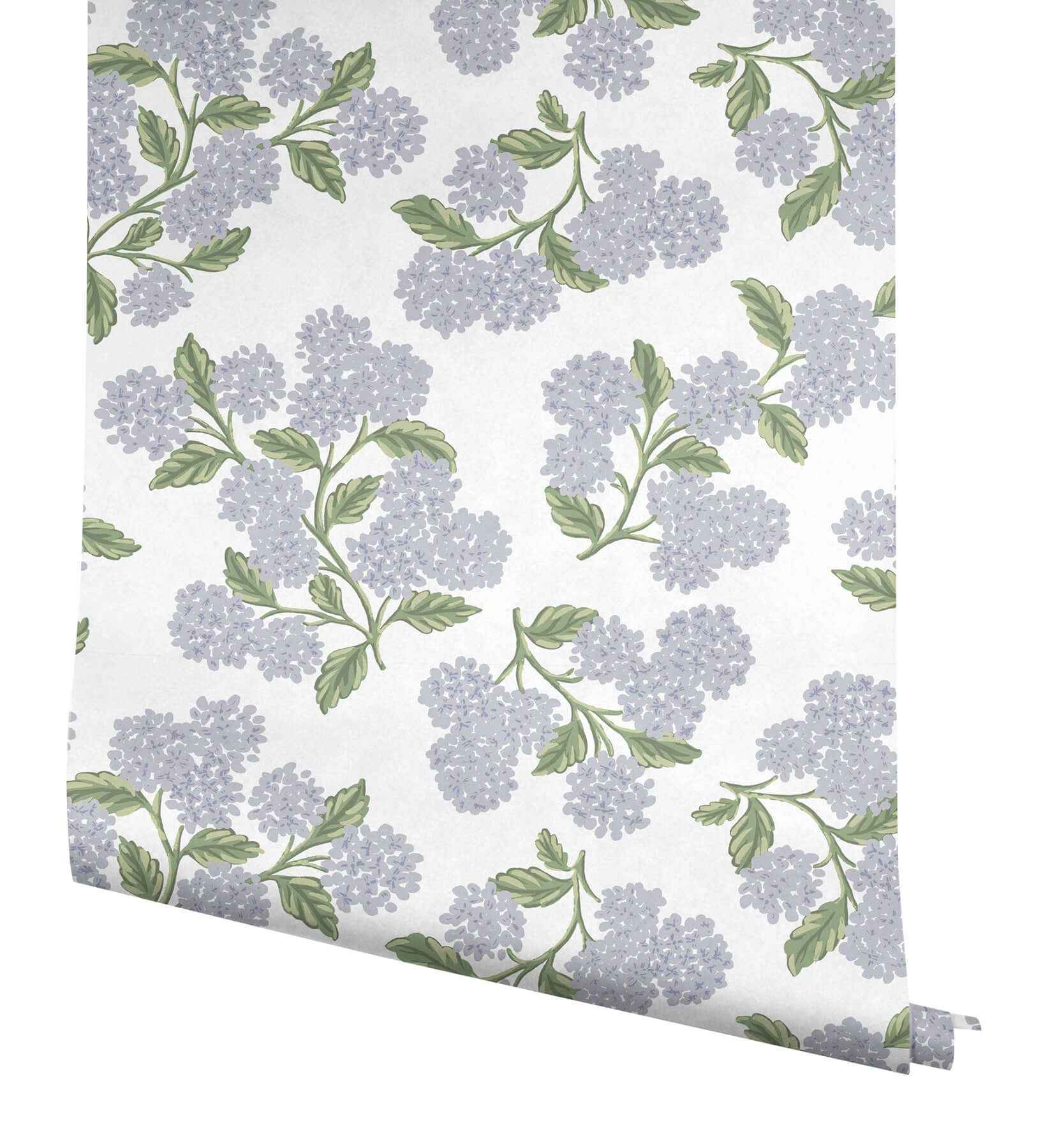 Hydrangea Lilac & White Peel & Stick Wallpaper - York Wallcoverings - PSW1621RL