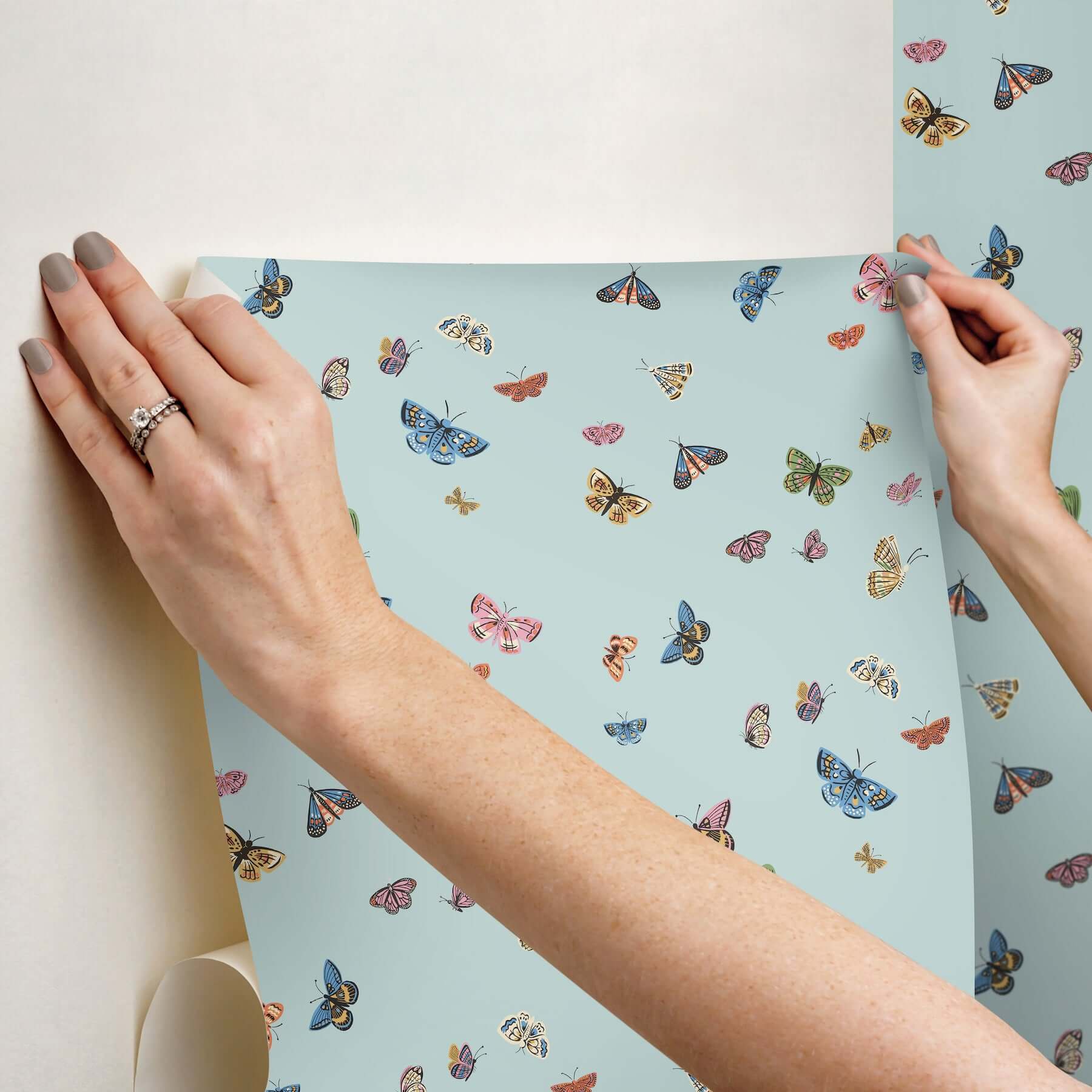 butterfly-house-light-blue-peel-stick-wallpaper-york-wallcoverings-psw1650rl - York Wallcoverings Wallpaper