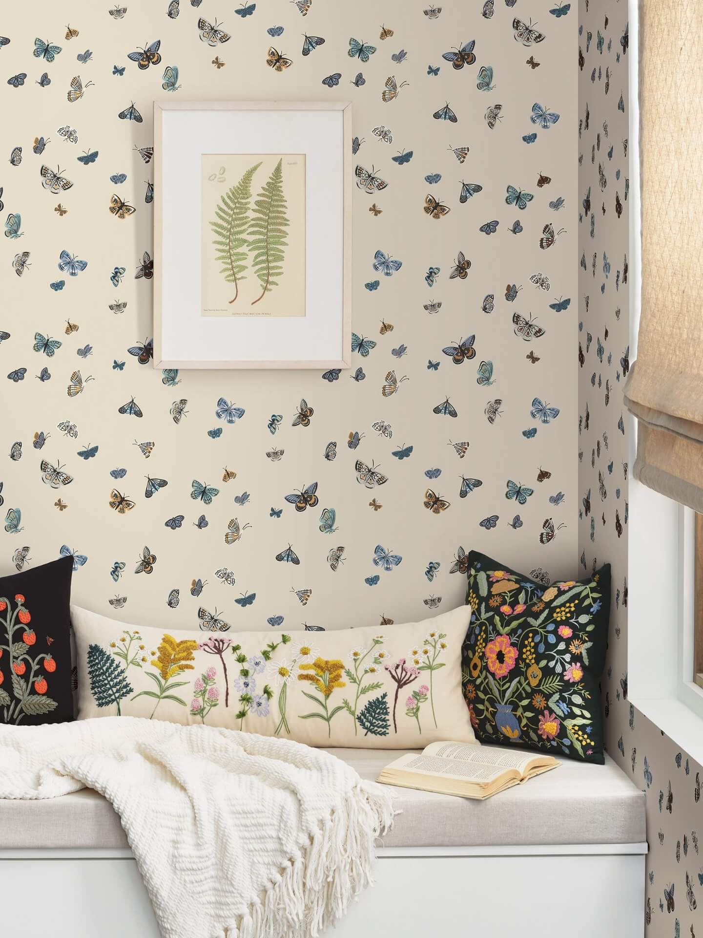 butterfly-house-linen-peel-stick-wallpaper-york-wallcoverings-psw1649rl - York Wallcoverings Wallpaper