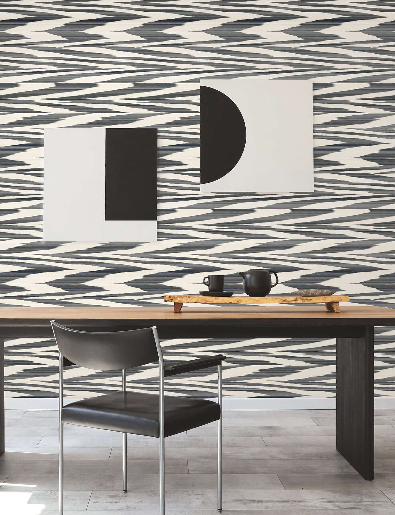 Flamed Zig Zag Black Peel & Stick Wallpaper - York Wallcoverings - PSW1645RL - York Wallcoverings Wallpaper
