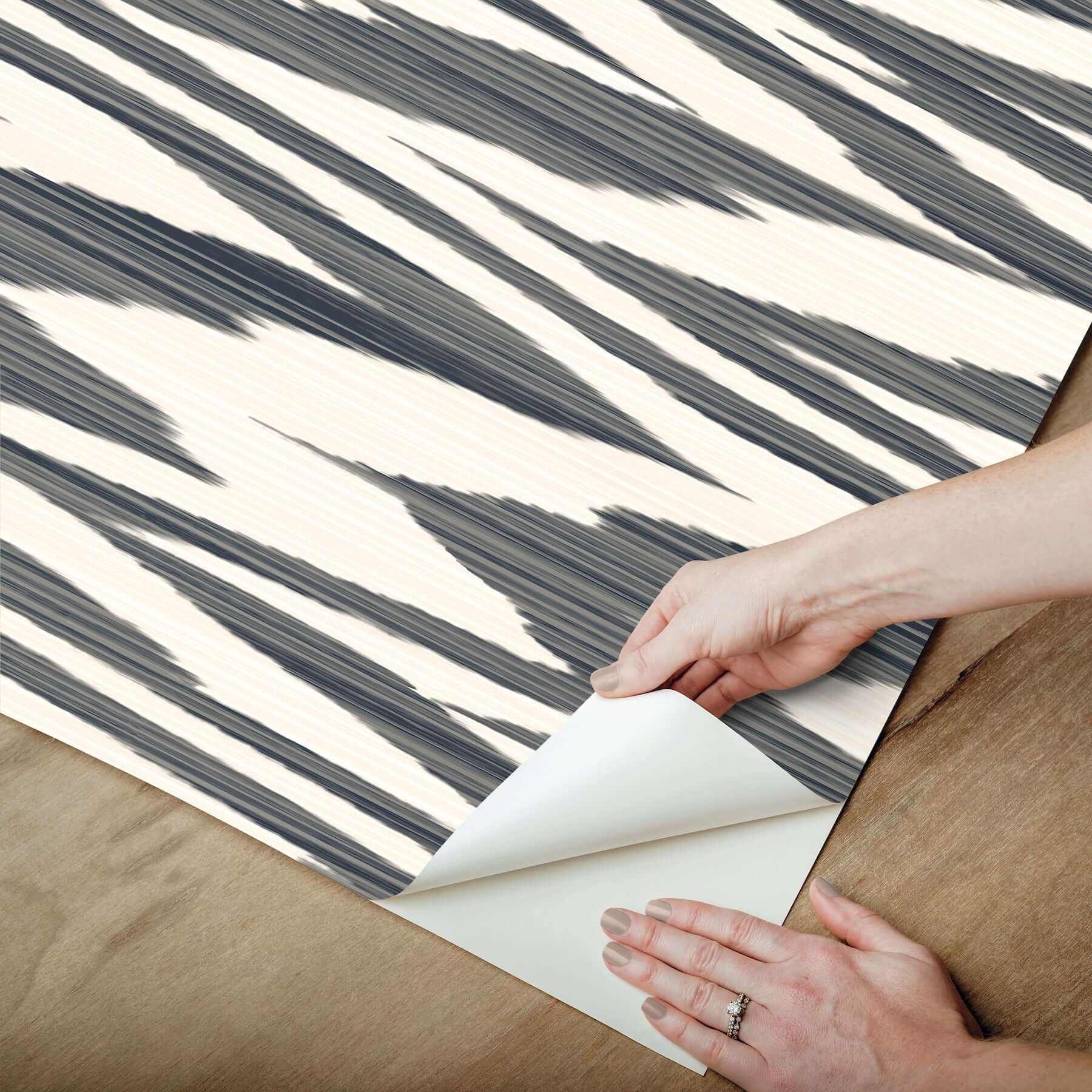 Flamed Zig Zag Black Peel & Stick Wallpaper - York Wallcoverings - PSW1645RL - York Wallcoverings Wallpaper