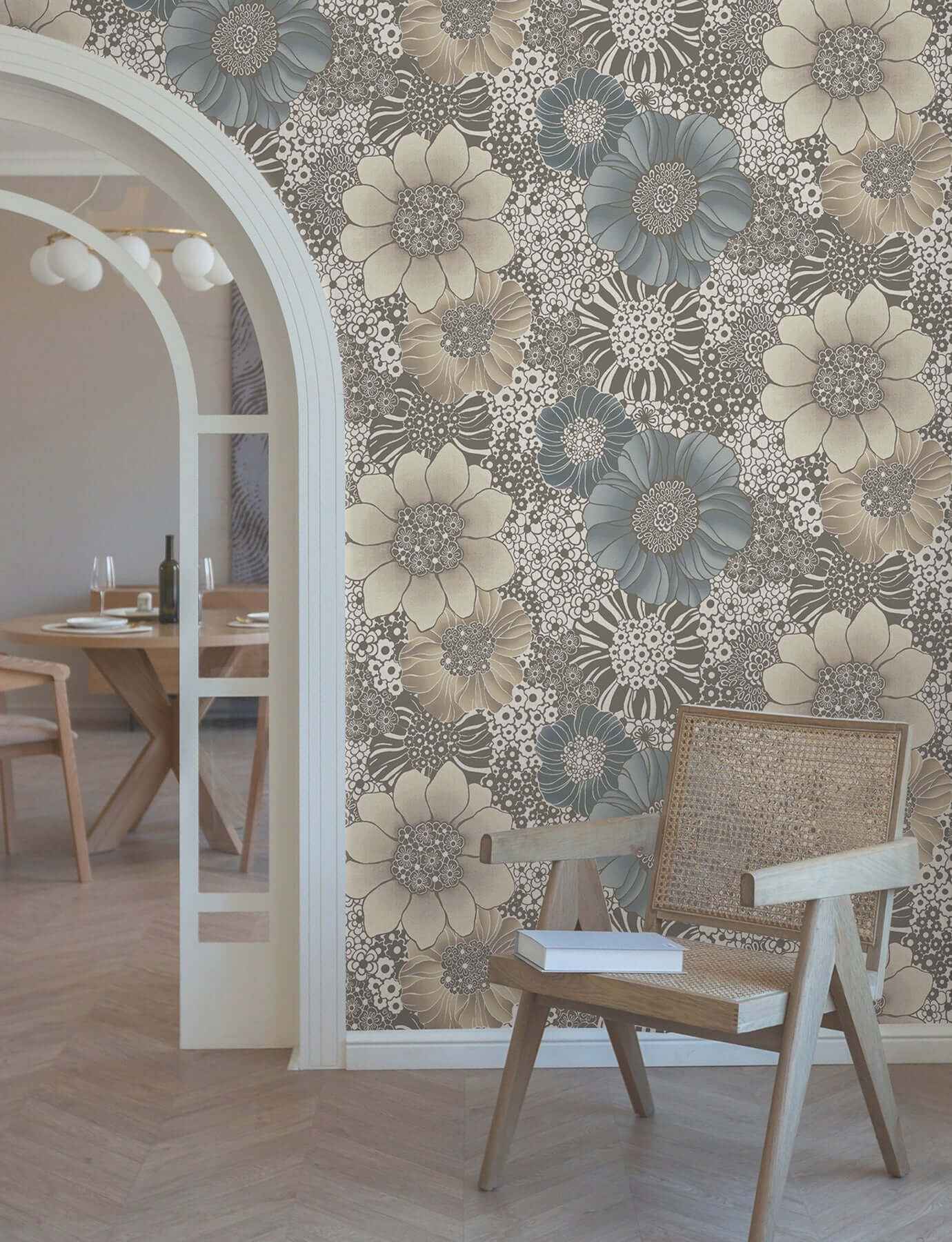 Anemones Brown Peel & Stick Wallpaper - York Wallcoverings - PSW1639RL