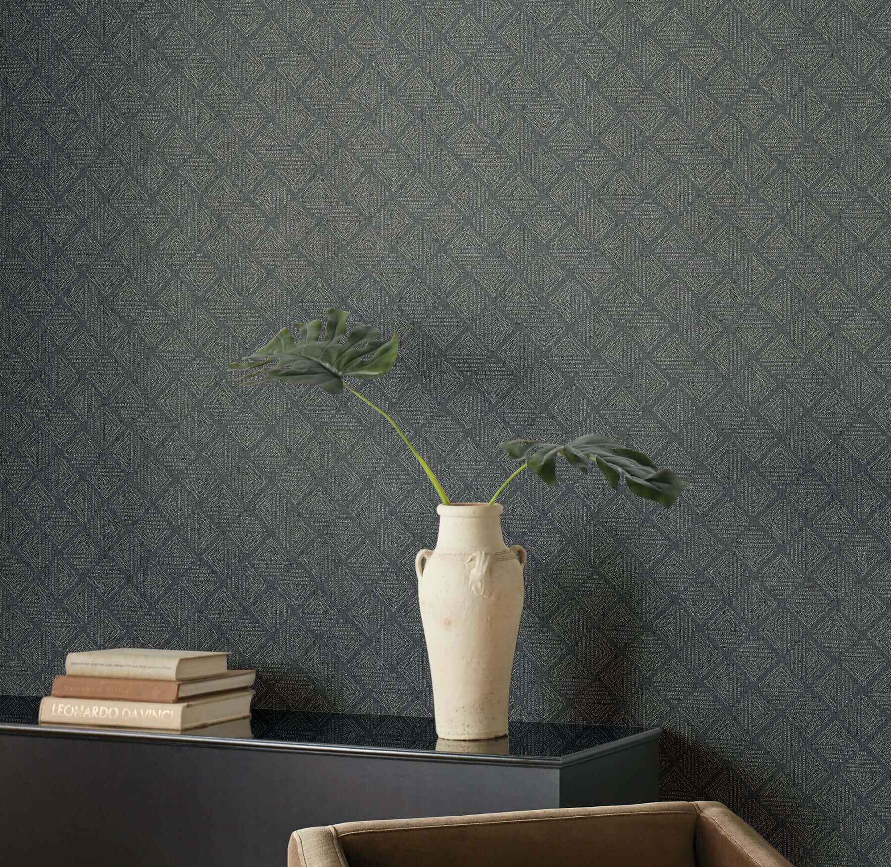 Center Square Charcoal Wallpaper - York Wallcoverings - MJ4861 - York Wallcoverings Wallpaper