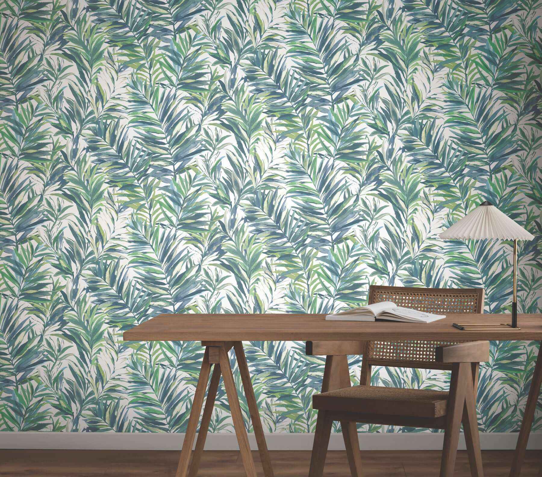 Swaying Palms Green & Blue Wallpaper - York Wallcoverings - GN2544 - York Wallcoverings Wallpaper