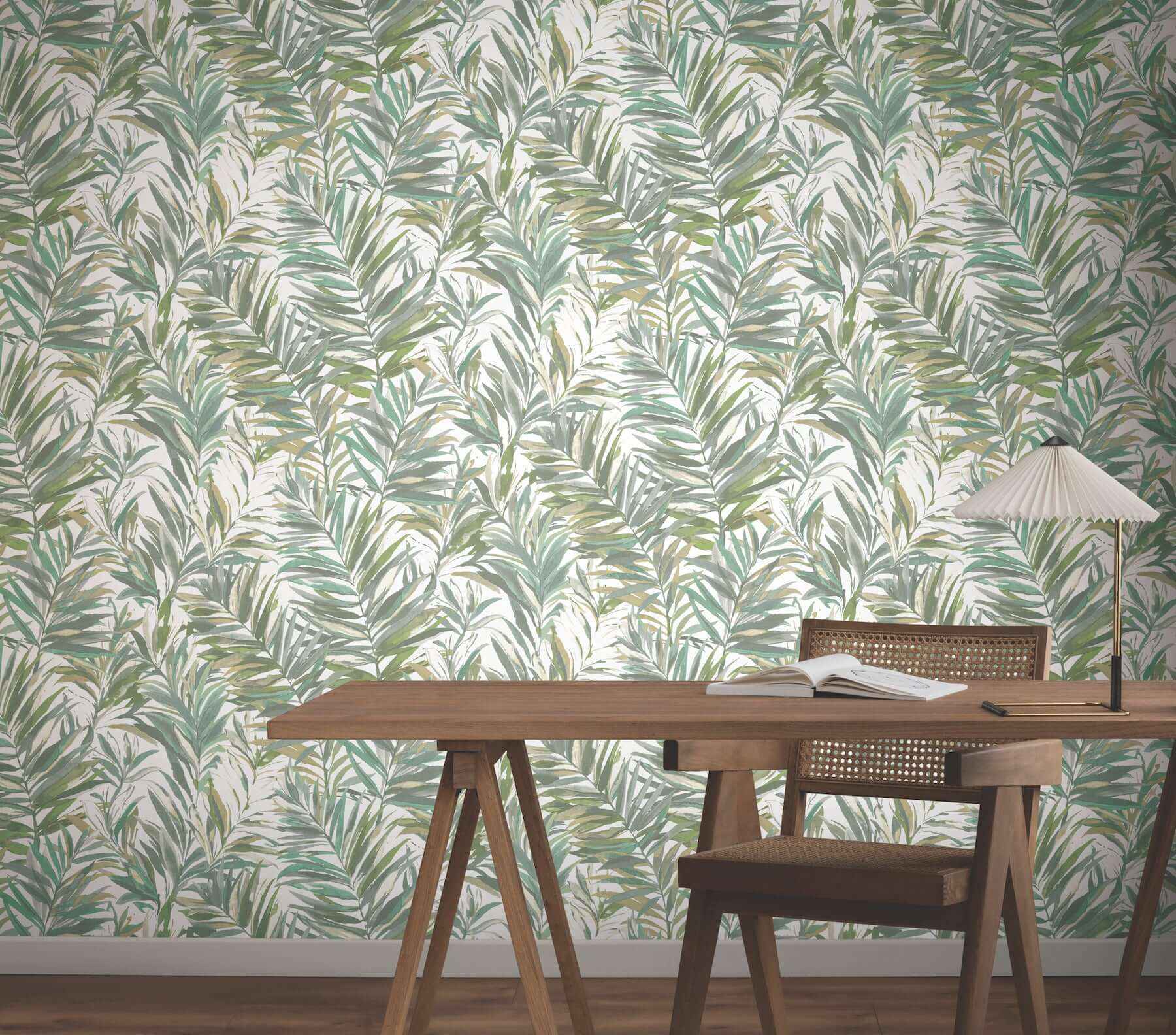 Swaying Palms Olive & Aegean Wallpaper - York Wallcoverings - GN2542