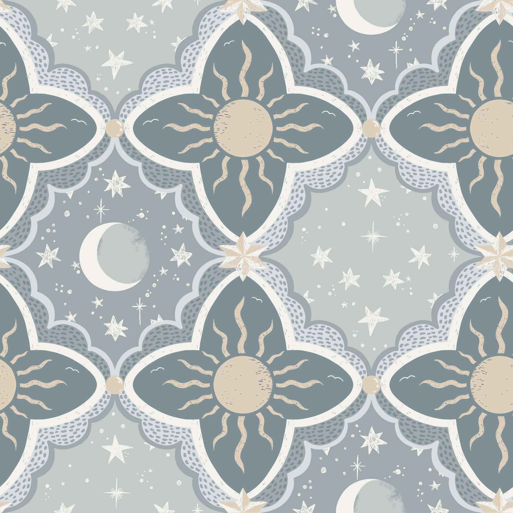 Sol & Mane Blue Wallpaper - York Wallcoverings - MB29034