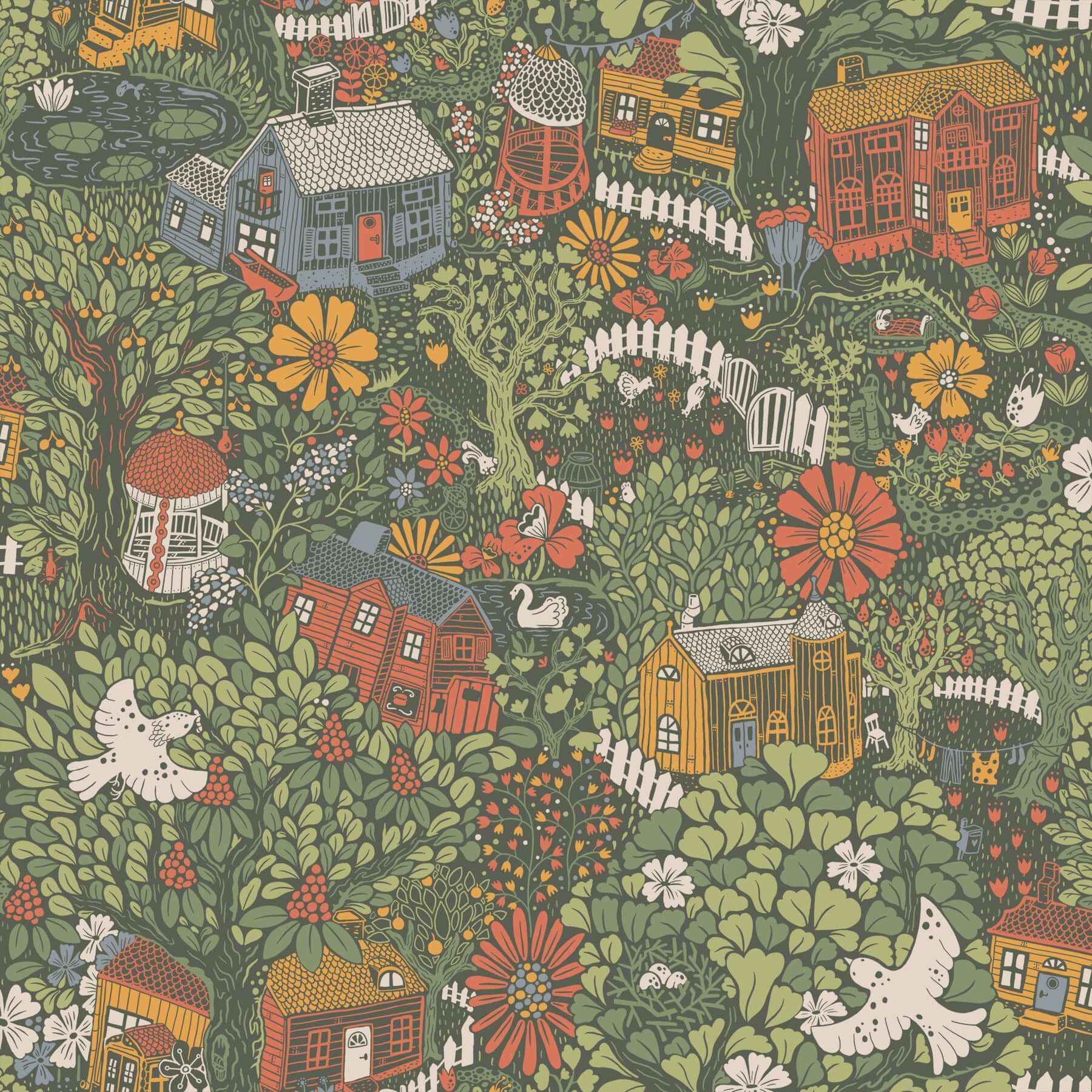 Bygga Bo Dark Green Wallpaper - York Wallcoverings - MB63003 - York Wallcoverings Wallpaper