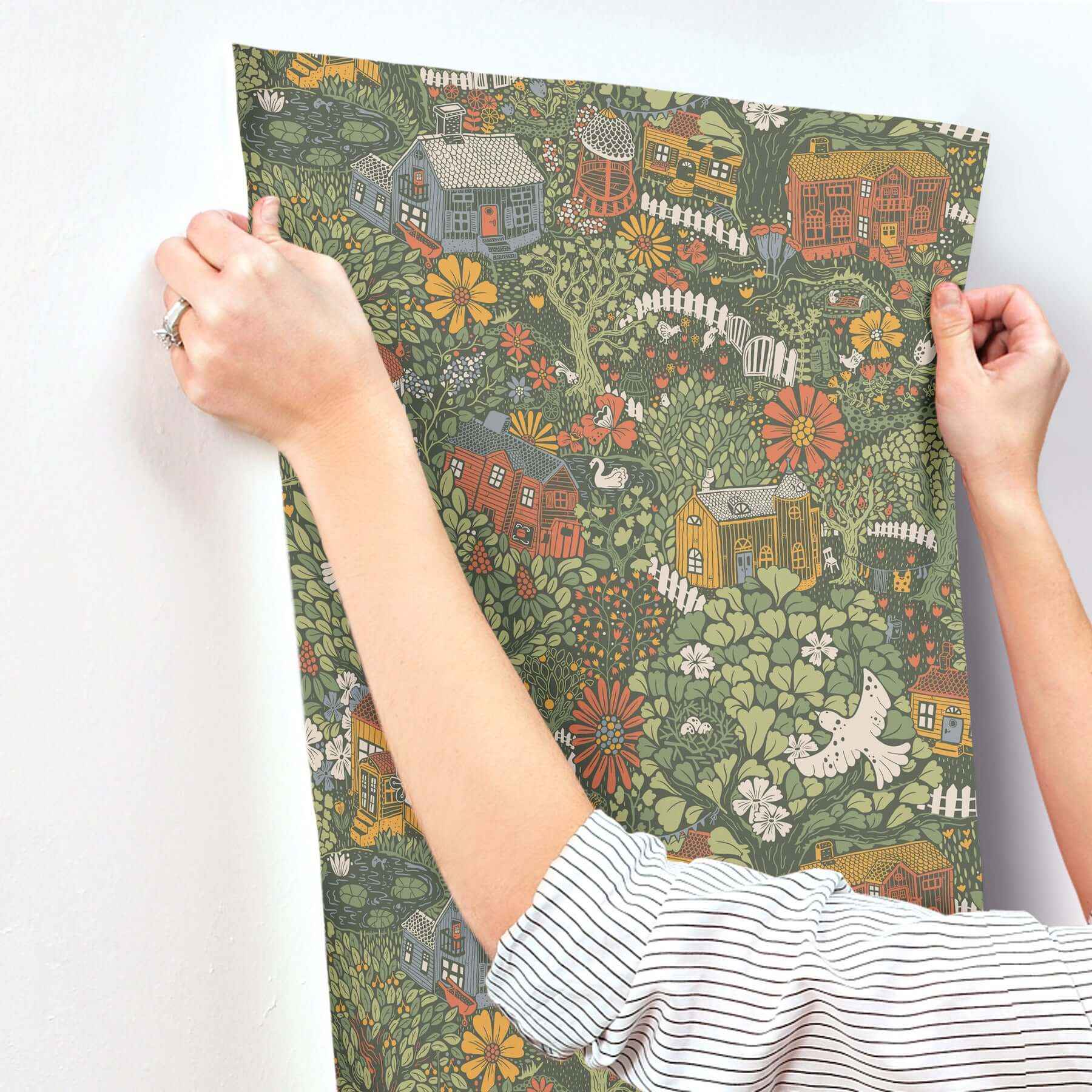 Bygga Bo Dark Green Wallpaper - York Wallcoverings - MB63003 - York Wallcoverings Wallpaper
