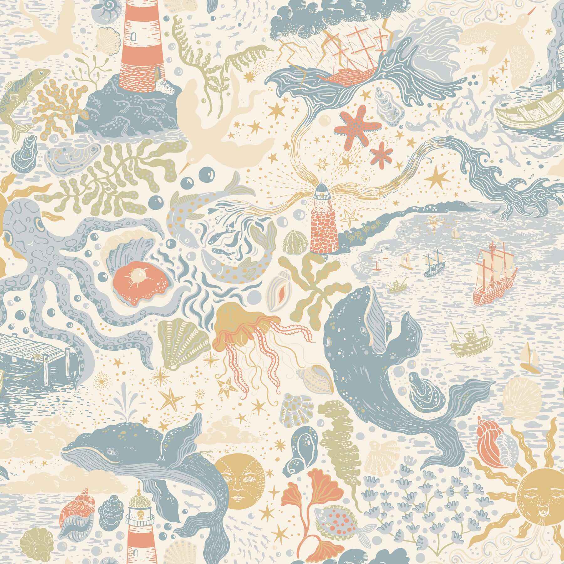 Havet Multi Wallpaper - York Wallcoverings - MB29015