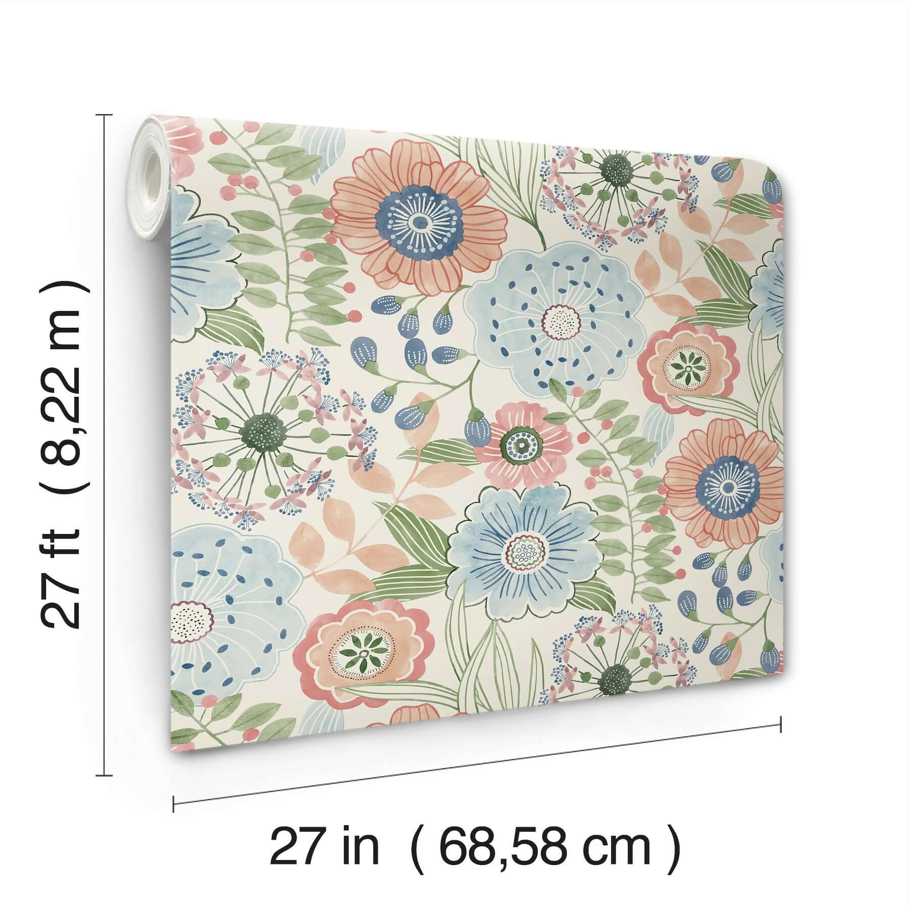 artistic-bouquet-multicolor-wallpaper-york-wallcoverings-zm2893 - York Wallcoverings Wallpaper