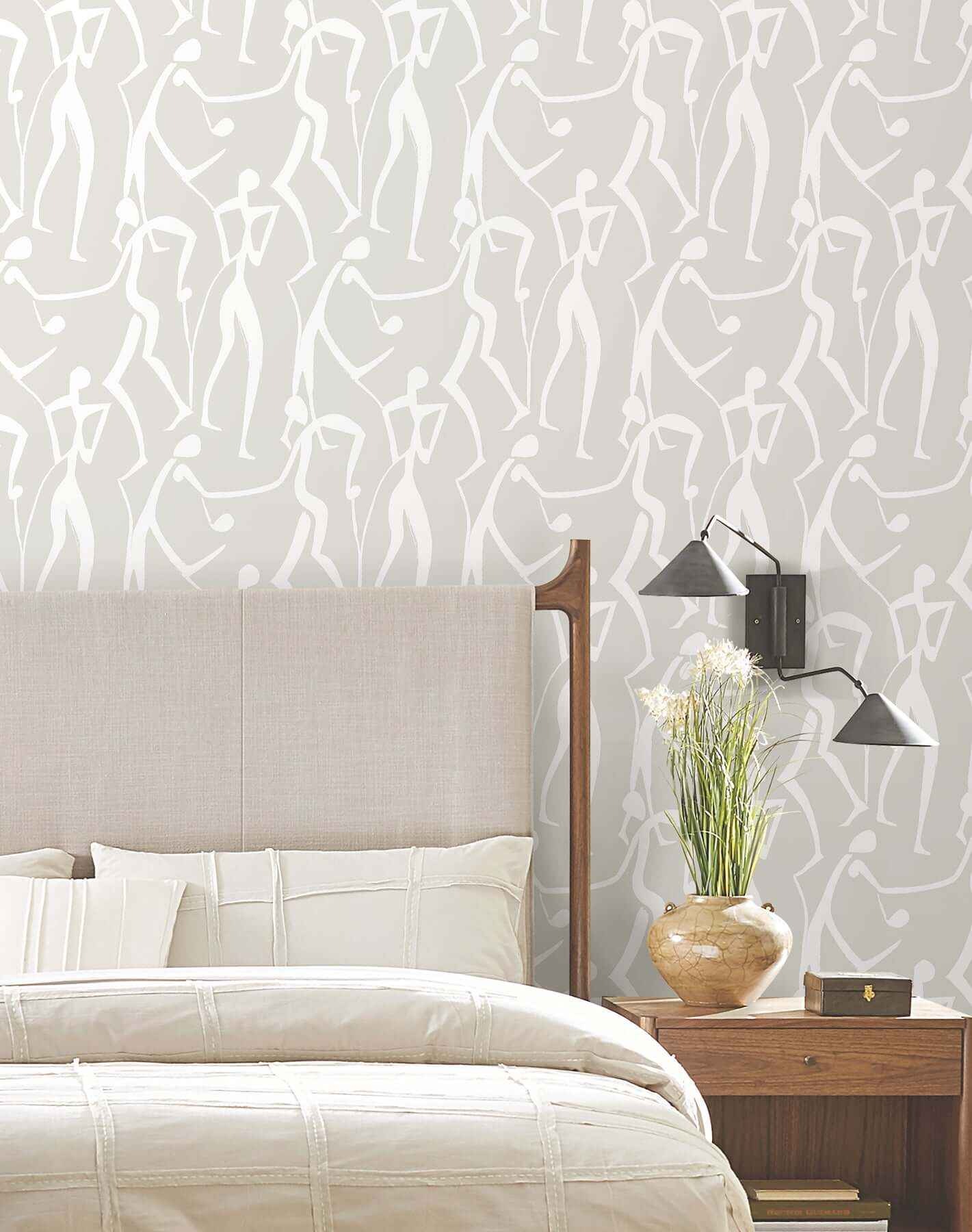 Joyful Dancers Lichen Grey Wallpaper - York Wallcoverings - ZM2835