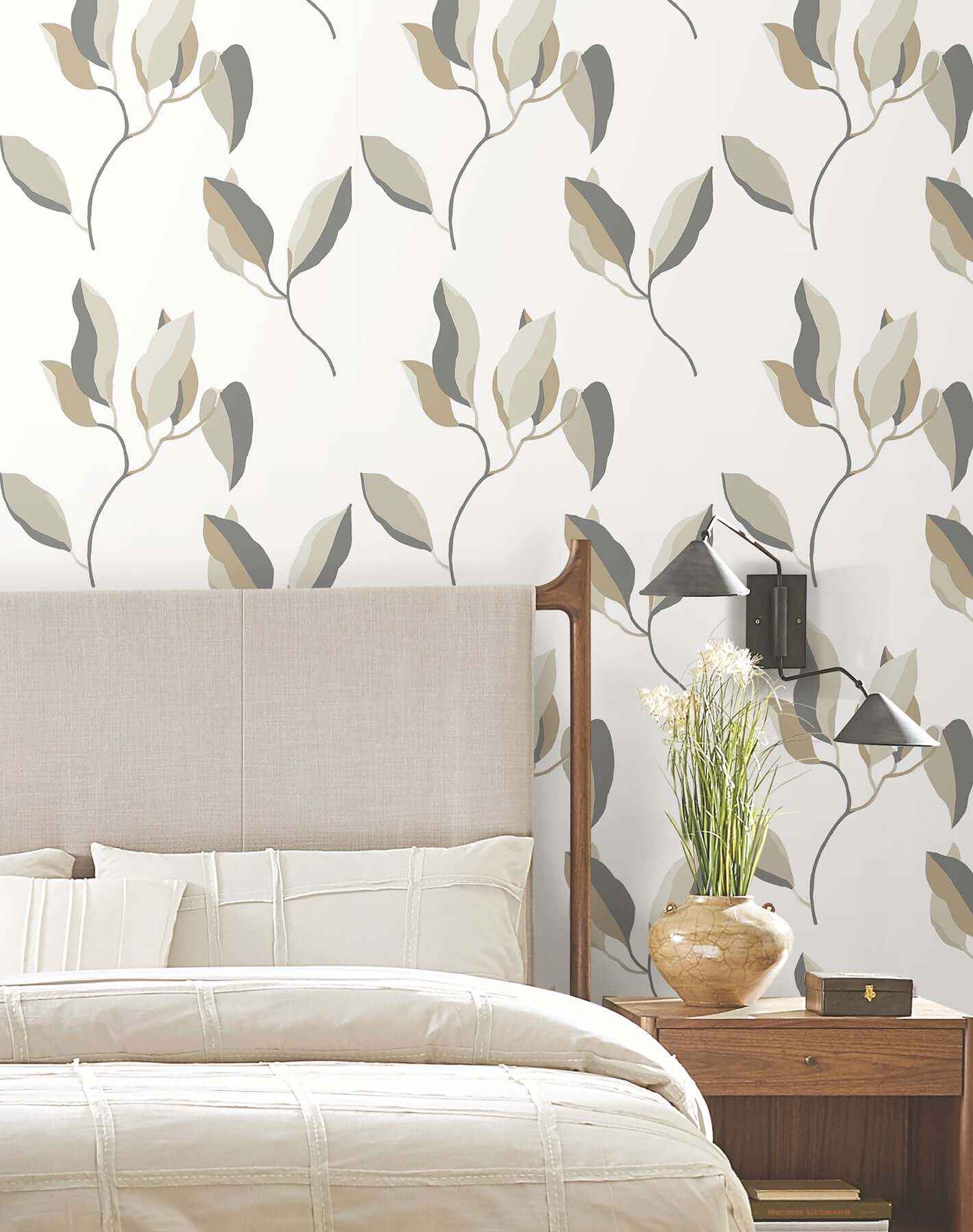 Brushwork Branches Neutral & Gold Wallpaper - York Wallcoverings - ZM2876 - York Wallcoverings Wallpaper