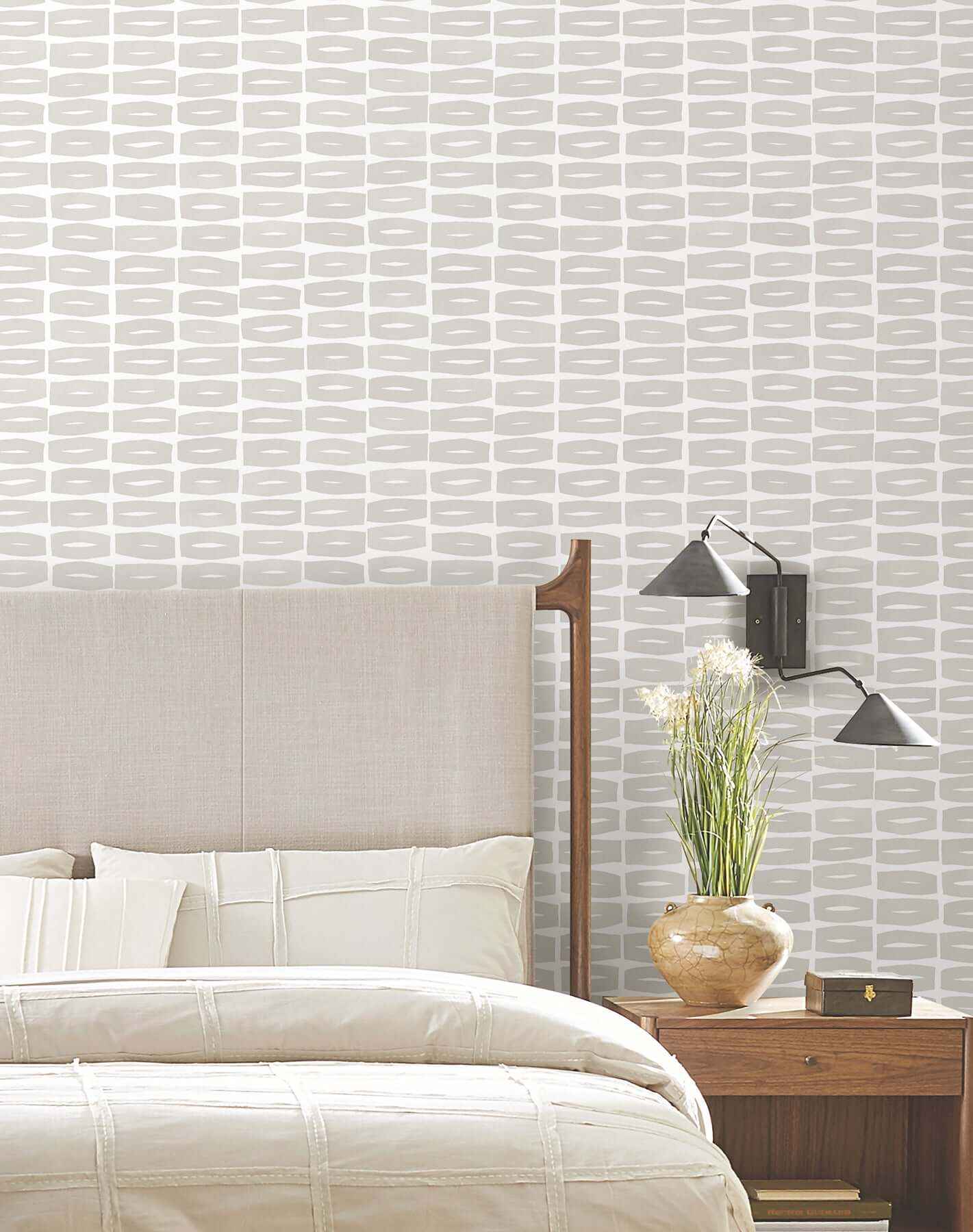 Modernist Motif Lichen Grey Wallpaper - York Wallcoverings - ZM2863