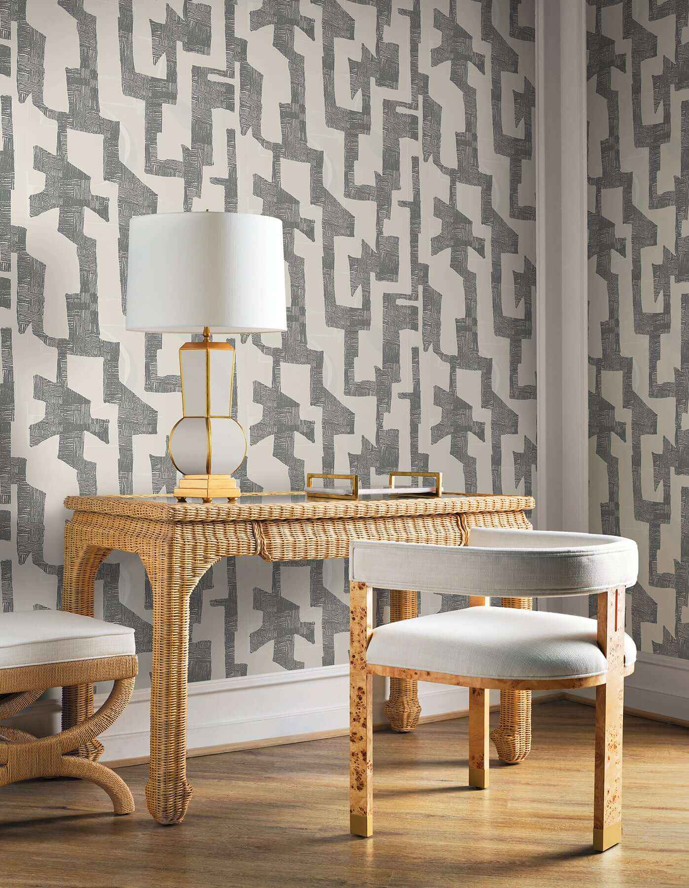 Tribe Black & Taupe Premium Peel + Stick Wallpaper - York Wallcoverings - PSW1669RL - York Wallcoverings Wallpaper
