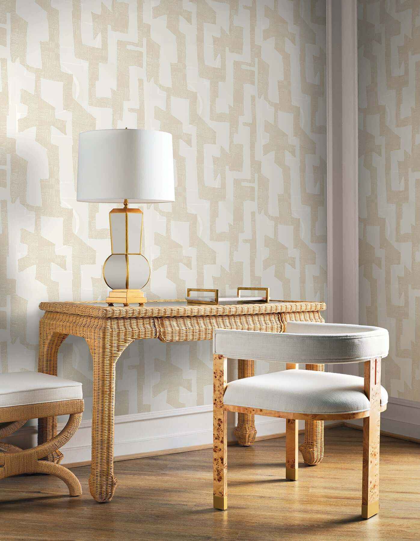 Tribe Caramel Cream Premium Peel + Stick Wallpaper - York Wallcoverings - PSW1670RL - York Wallcoverings Wallpaper