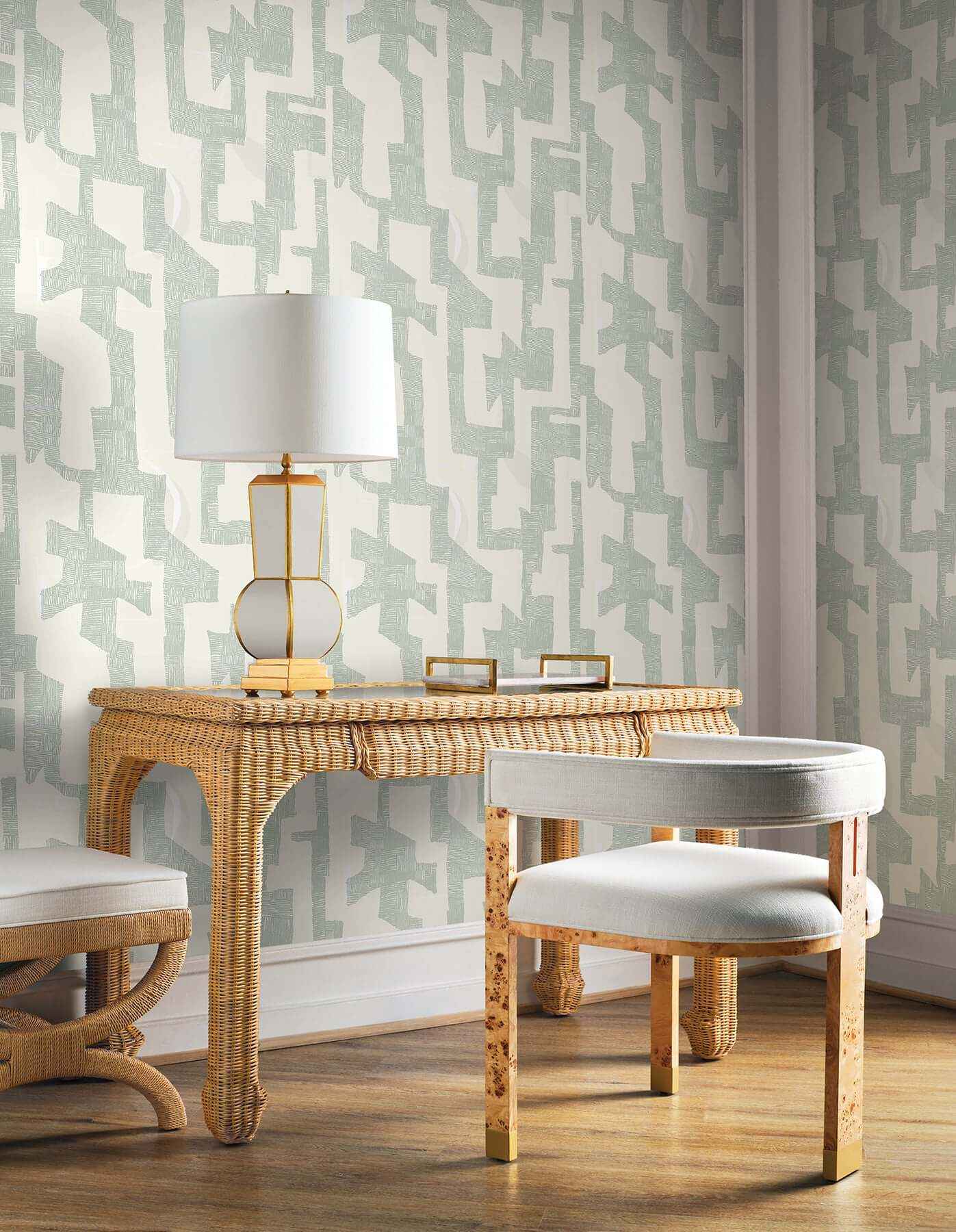 Tribe Jade Premium Peel + Stick Wallpaper - York Wallcoverings - PSW1668RL - York Wallcoverings Wallpaper